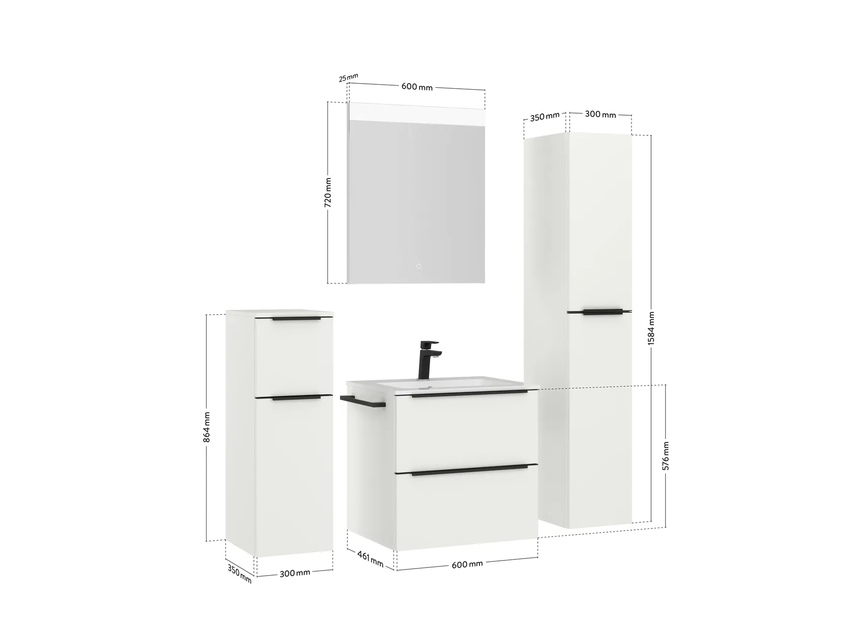 Atlas Ensemble sous vasque avec miroir et colonnes 4