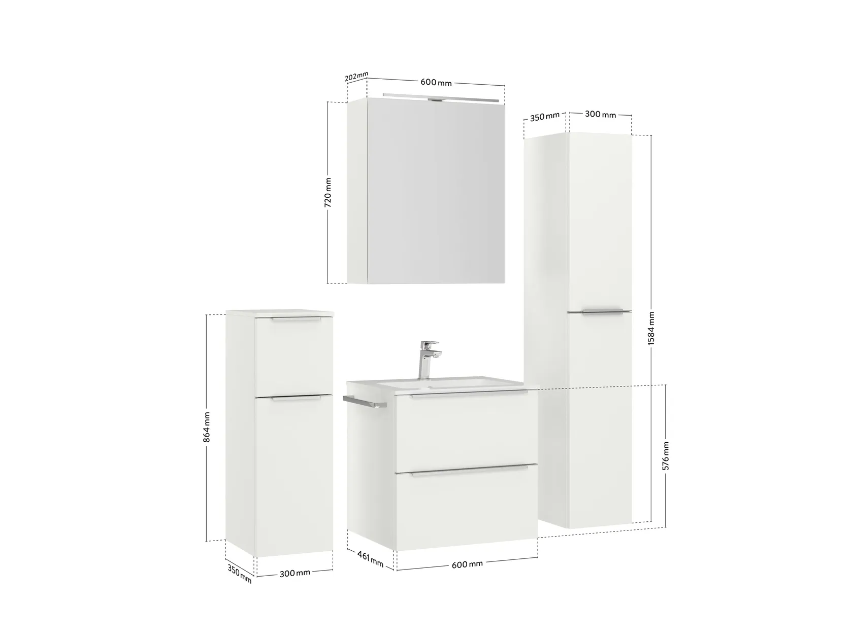 Atlas Ensemble sous vasque avec miroir et colonnes 4