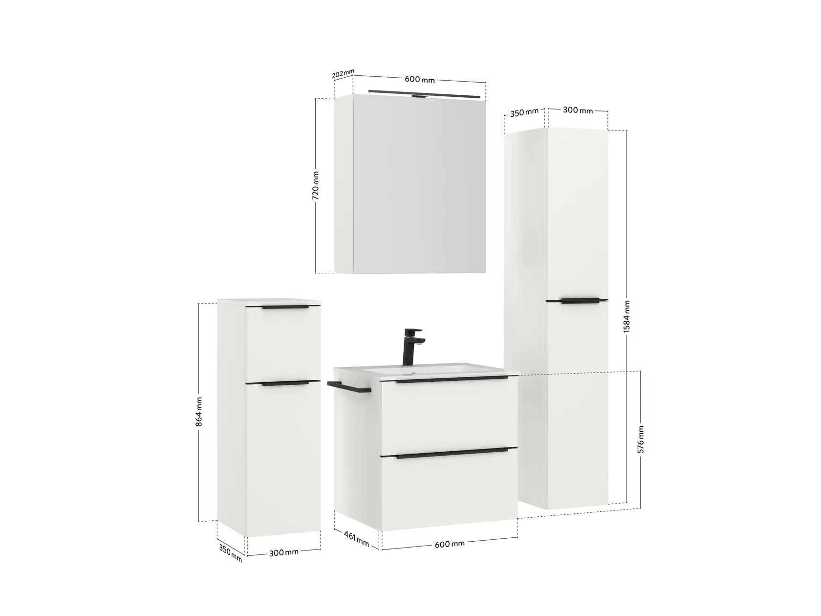 Atlas Ensemble sous vasque avec miroir et colonnes 4