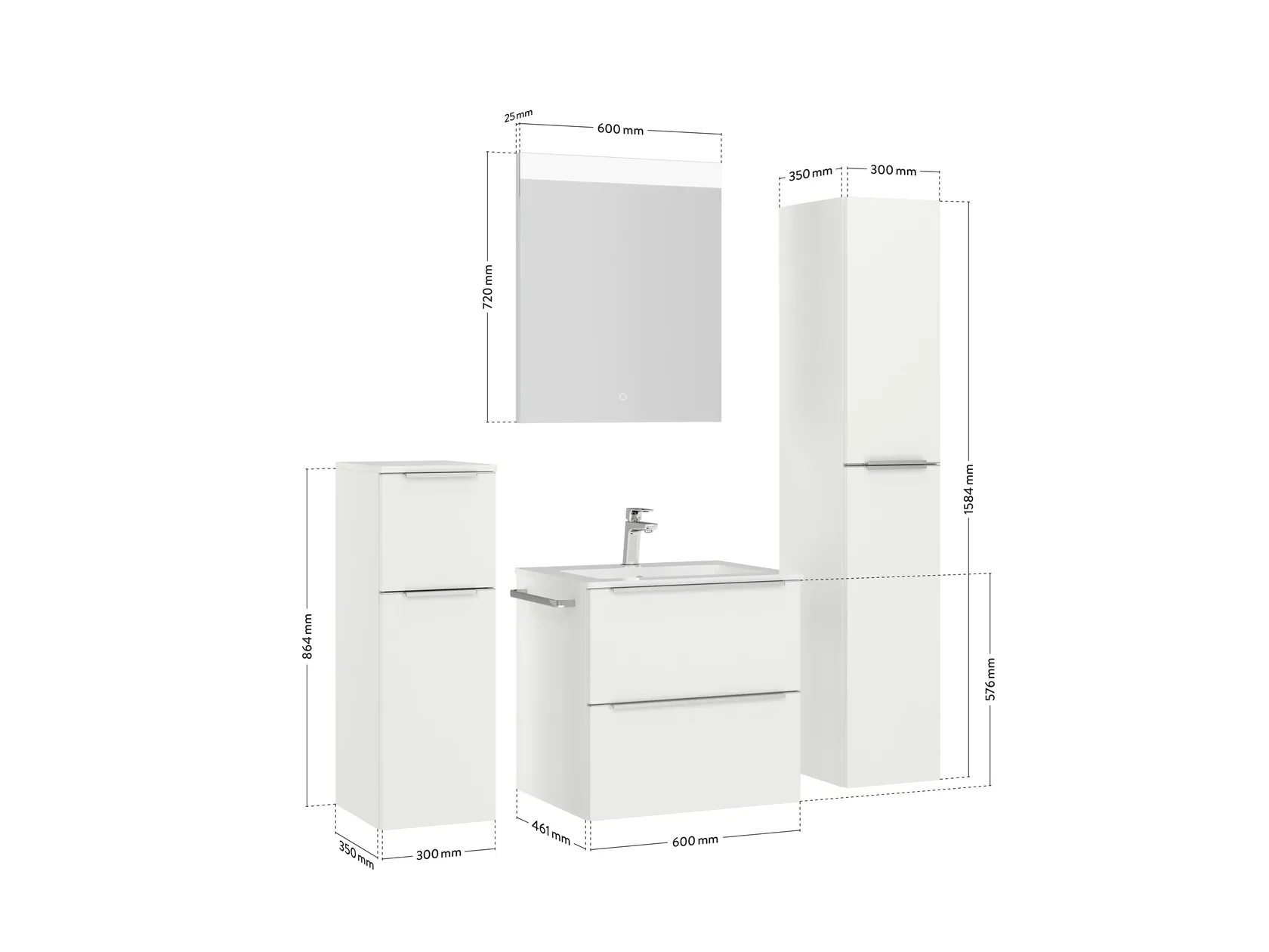 Atlas Ensemble sous vasque avec miroir et colonnes 4