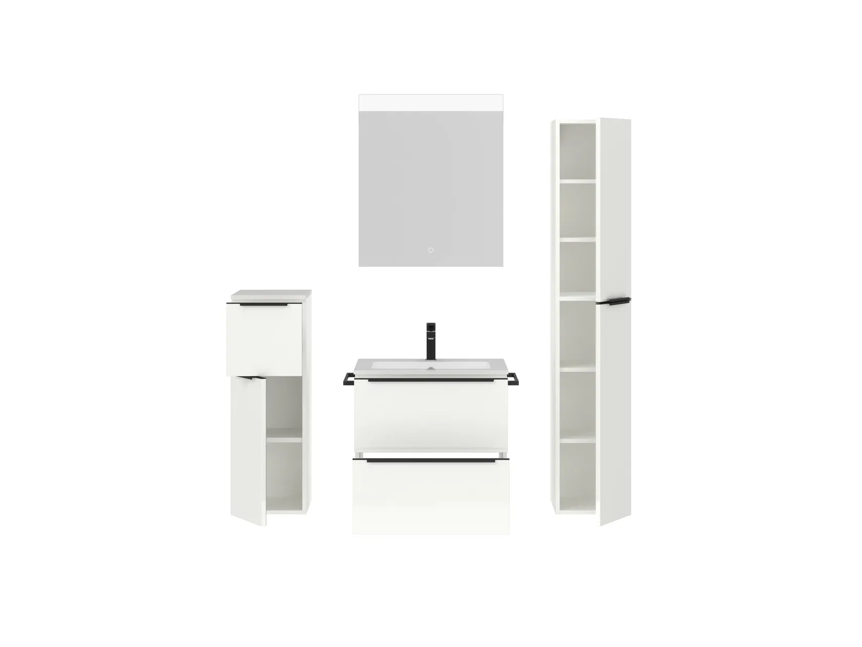 Atlas Ensemble sous vasque avec miroir et colonnes 2