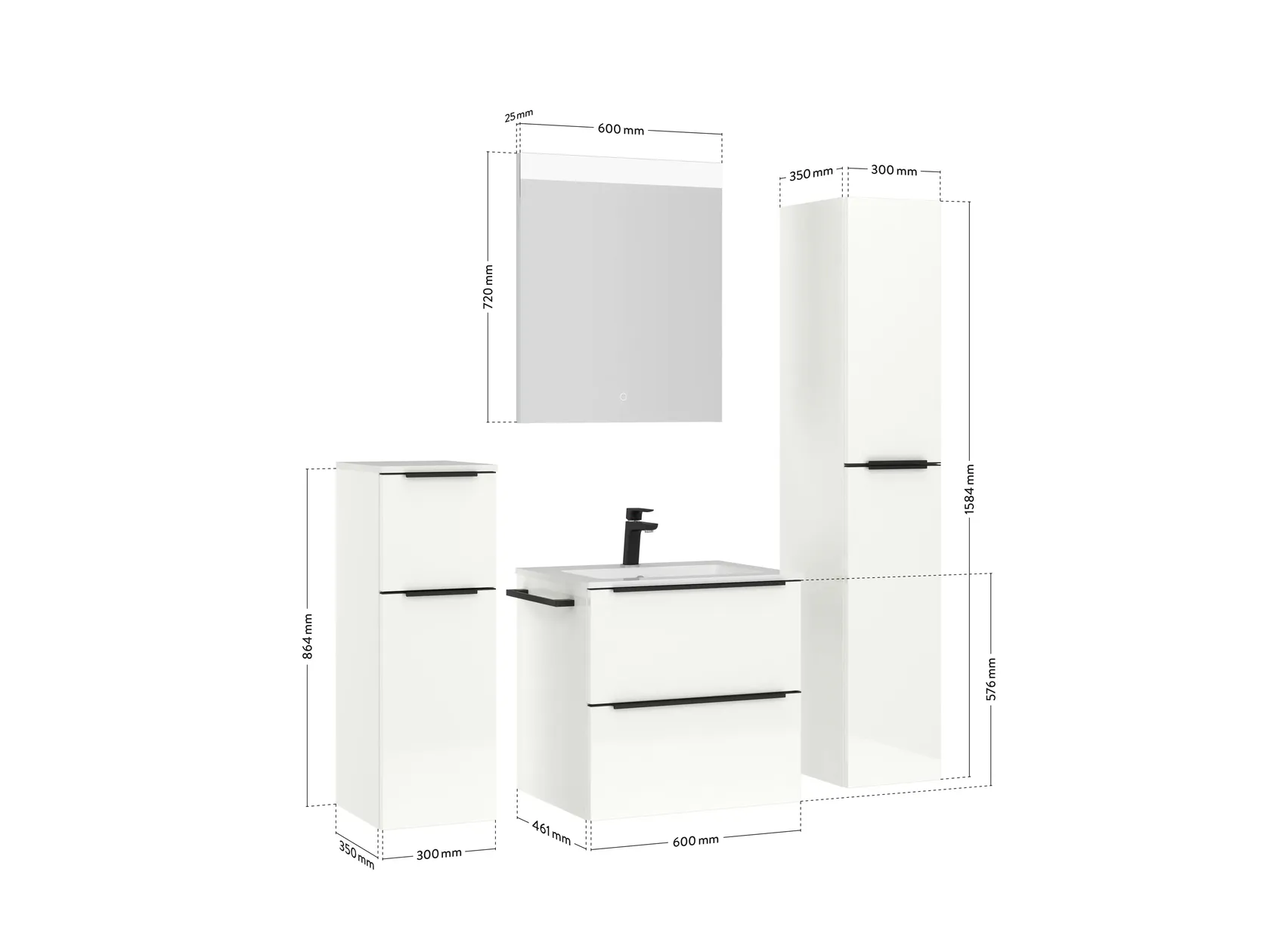 Atlas Ensemble sous vasque avec miroir et colonnes 4