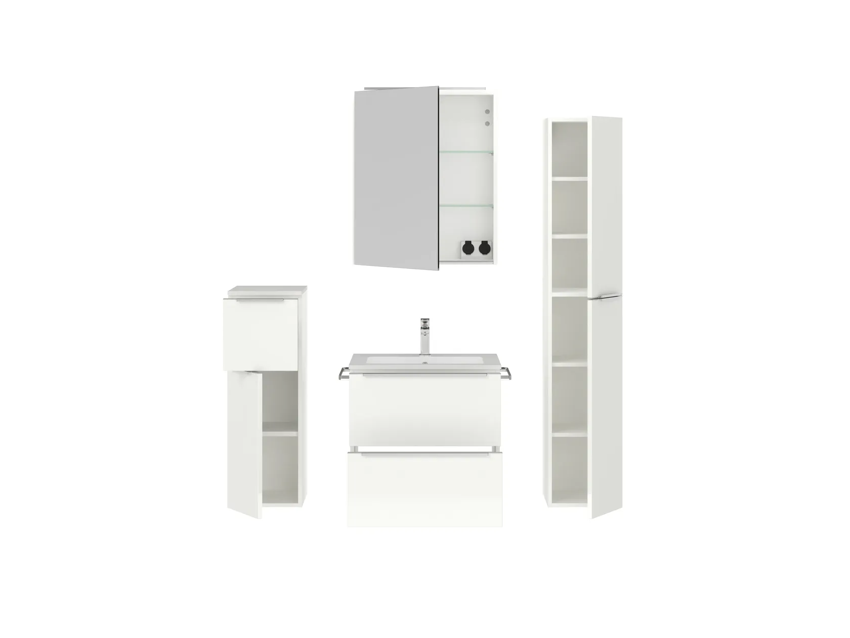 Atlas Ensemble sous vasque avec miroir et colonnes 2