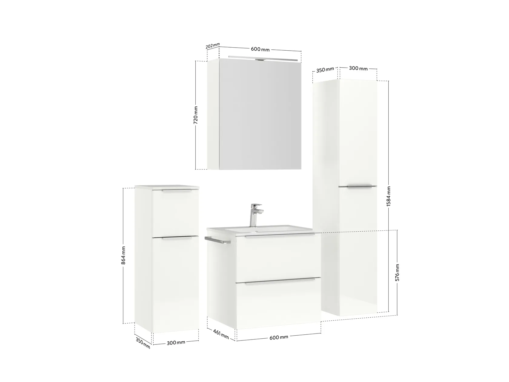 Atlas Ensemble sous vasque avec miroir et colonnes 4