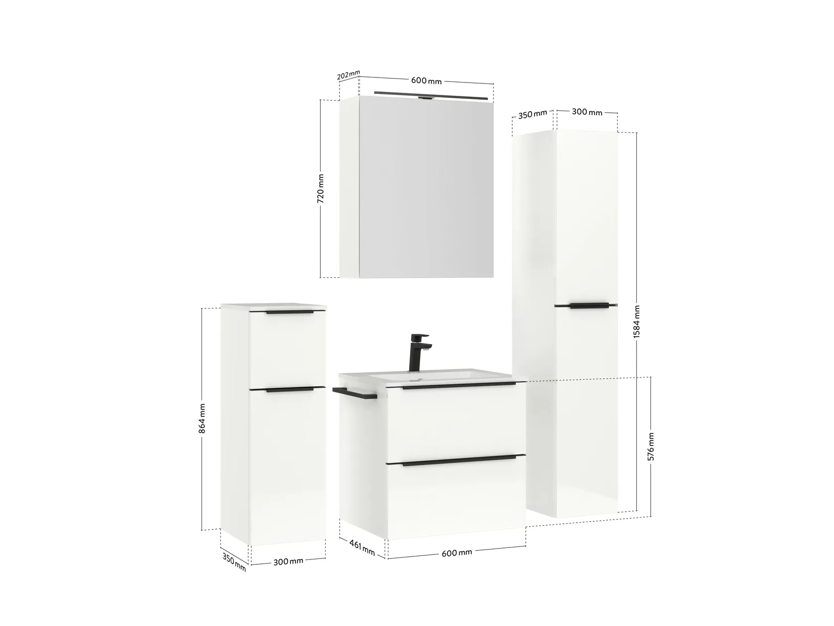 Atlas Ensemble sous vasque avec miroir et colonnes 4