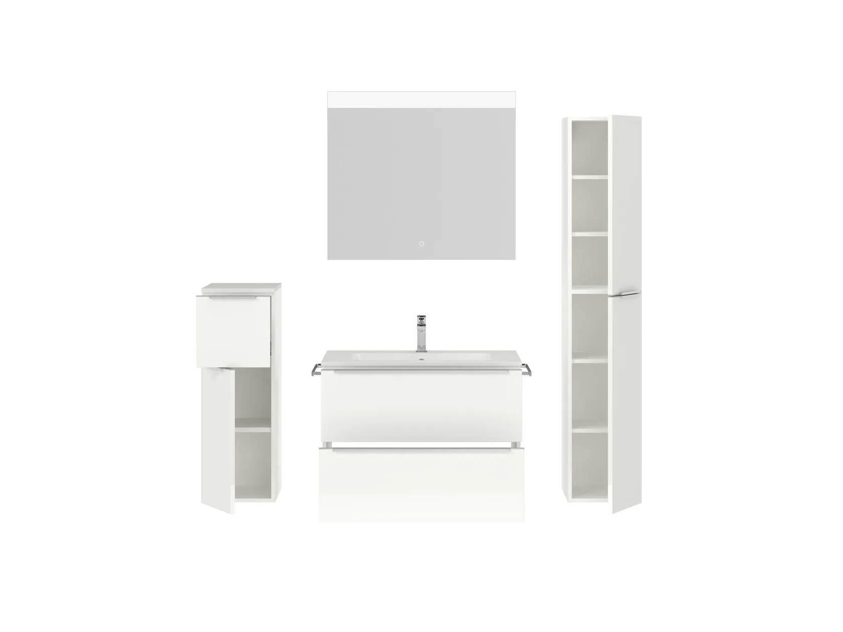 Atlas Ensemble sous vasque avec miroir et colonnes 2