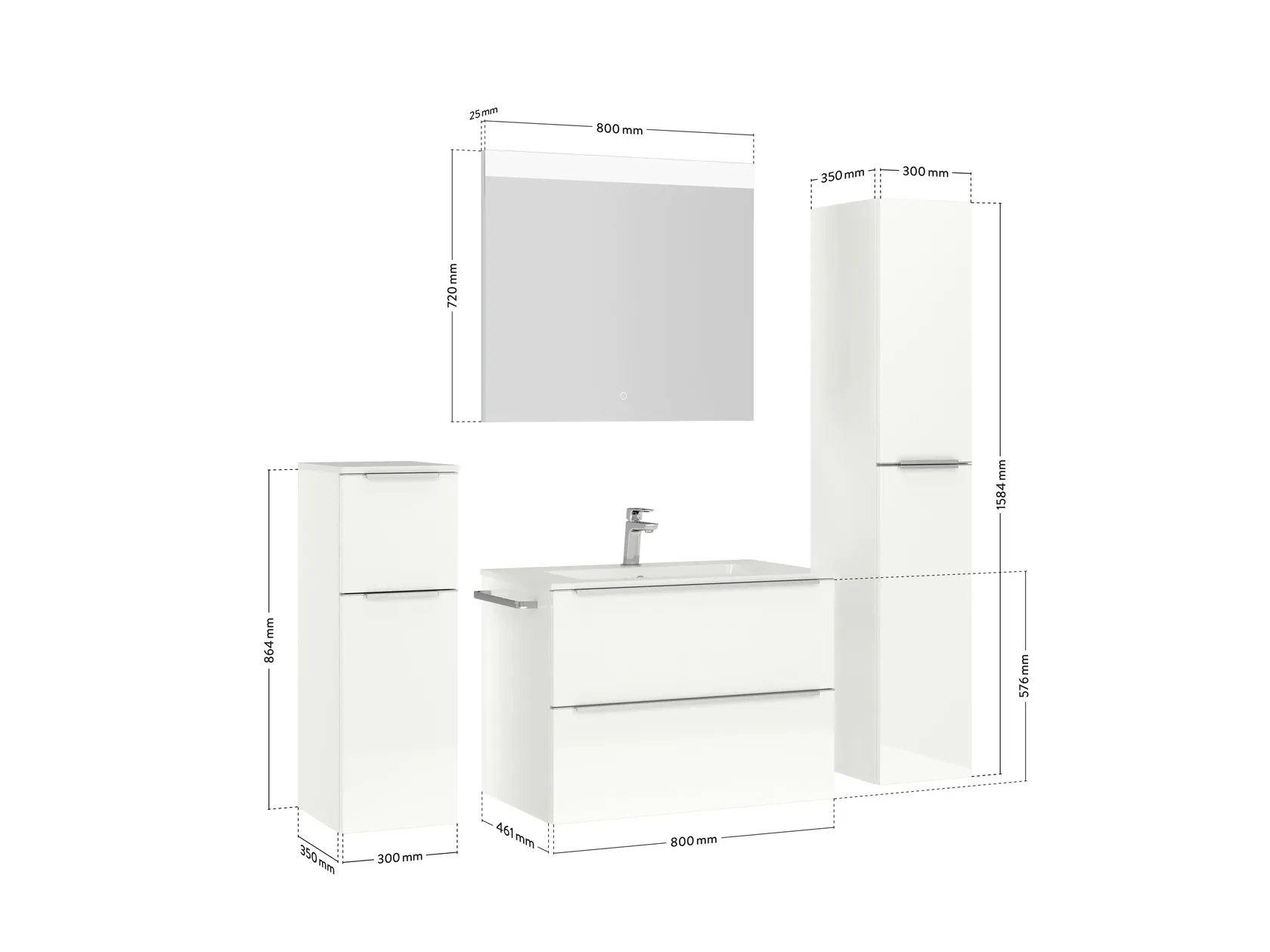 Atlas Ensemble sous vasque avec miroir et colonnes 4