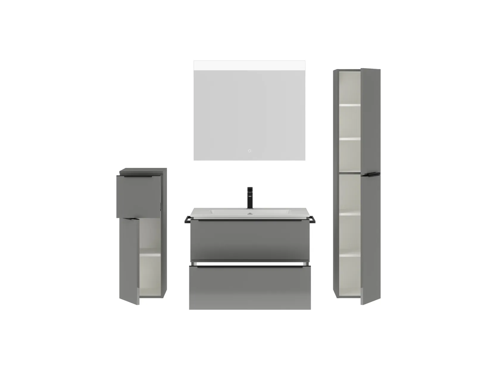 Atlas Ensemble sous vasque avec miroir et colonnes 2