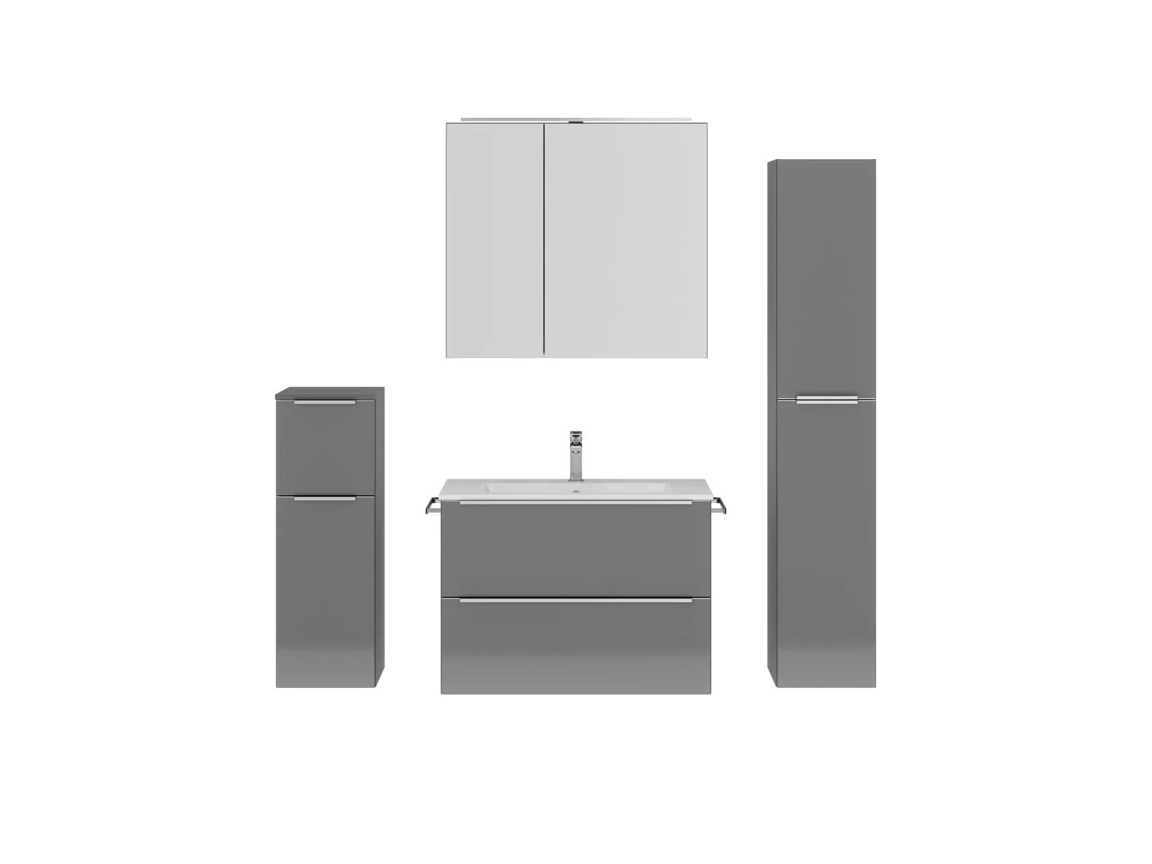 Atlas Ensemble sous vasque avec miroir et colonnes 1