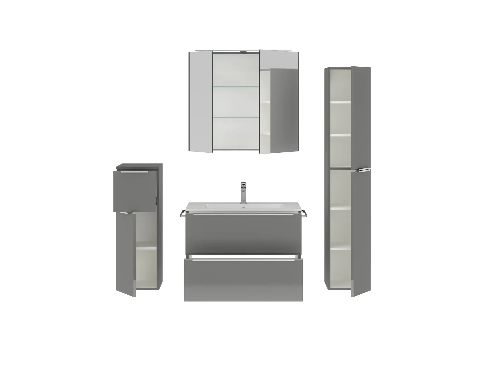 Atlas Ensemble sous vasque avec miroir et colonnes 2