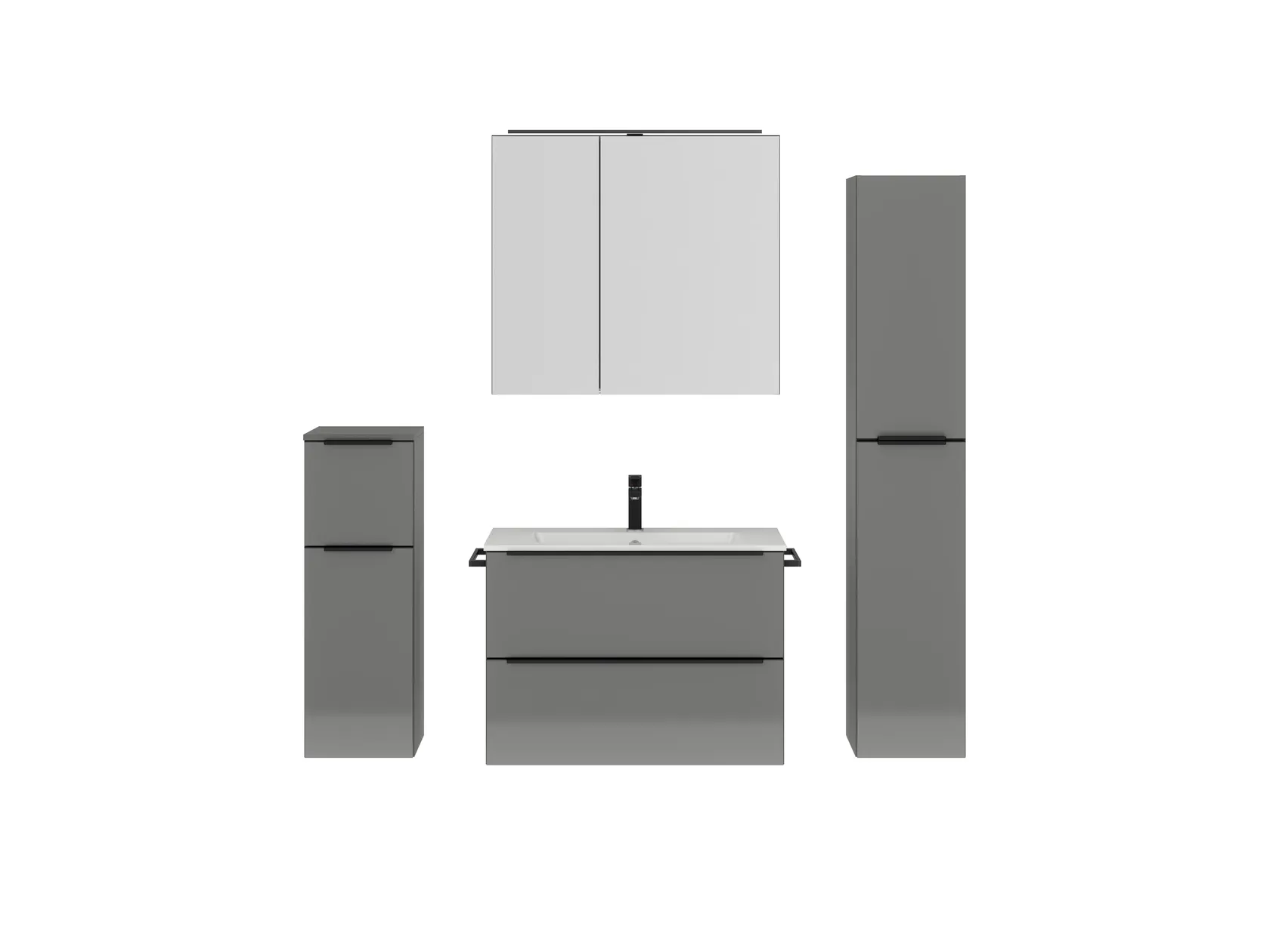 Atlas Ensemble sous vasque avec miroir et colonnes 1