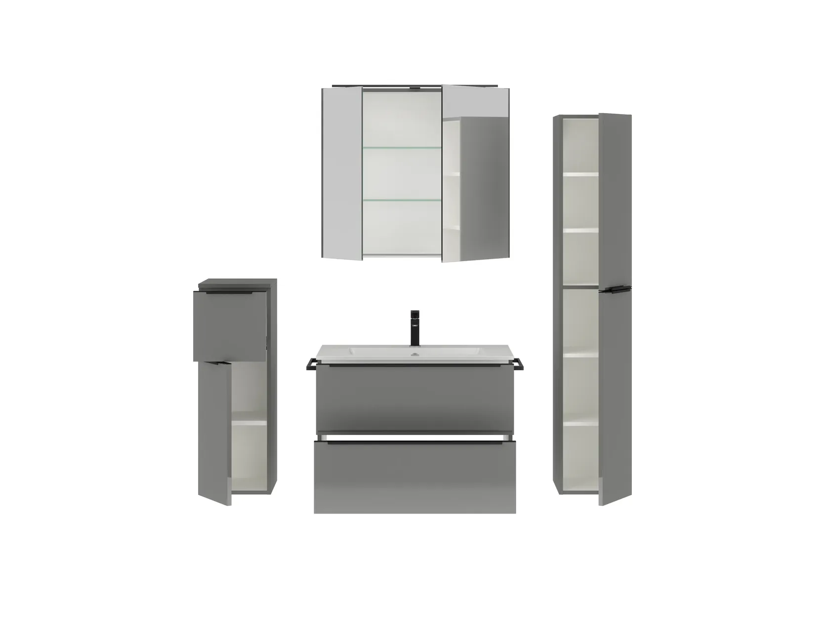 Atlas Ensemble sous vasque avec miroir et colonnes 2