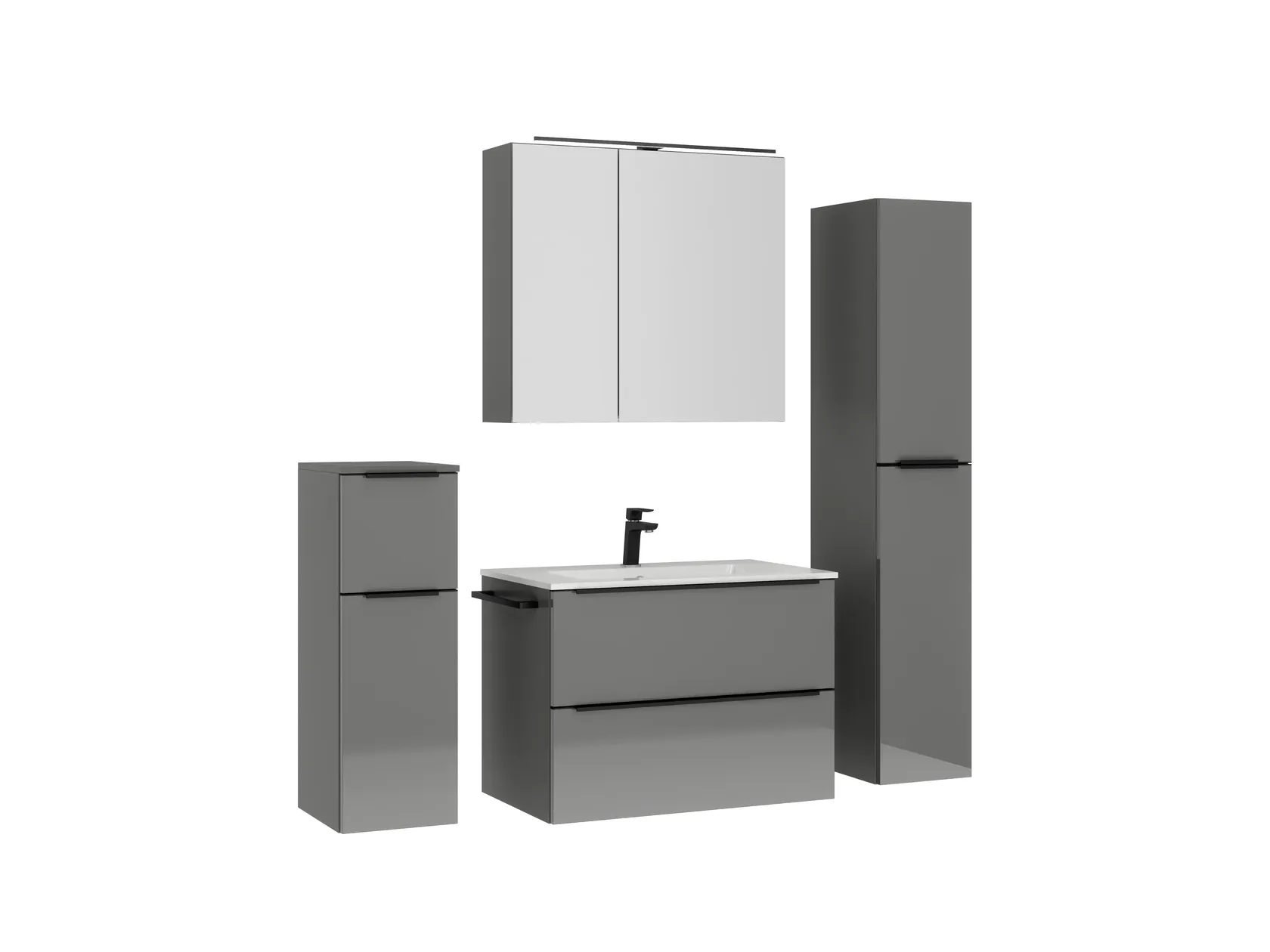 Atlas Ensemble sous vasque avec miroir et colonnes 3