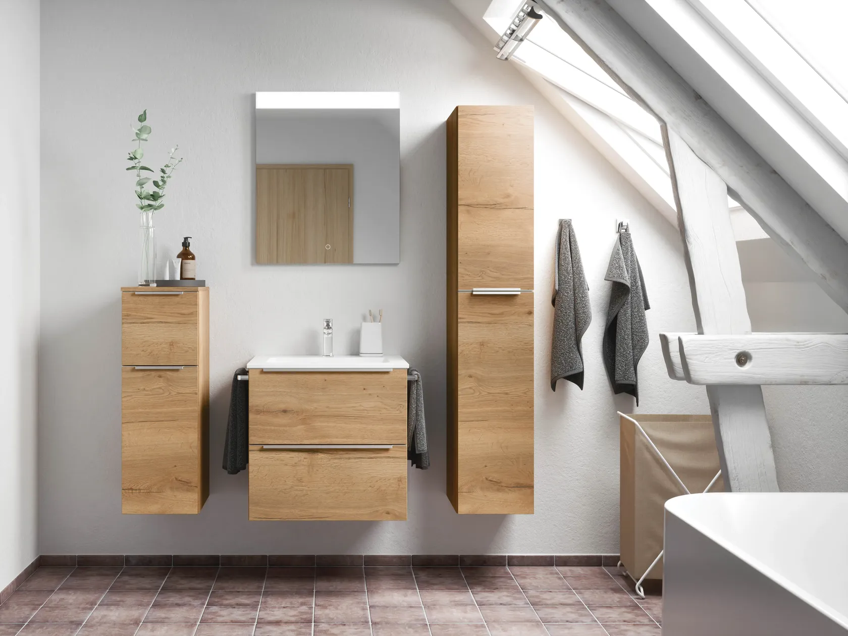 Atlas Ensemble sous vasque avec miroir et colonnes 0