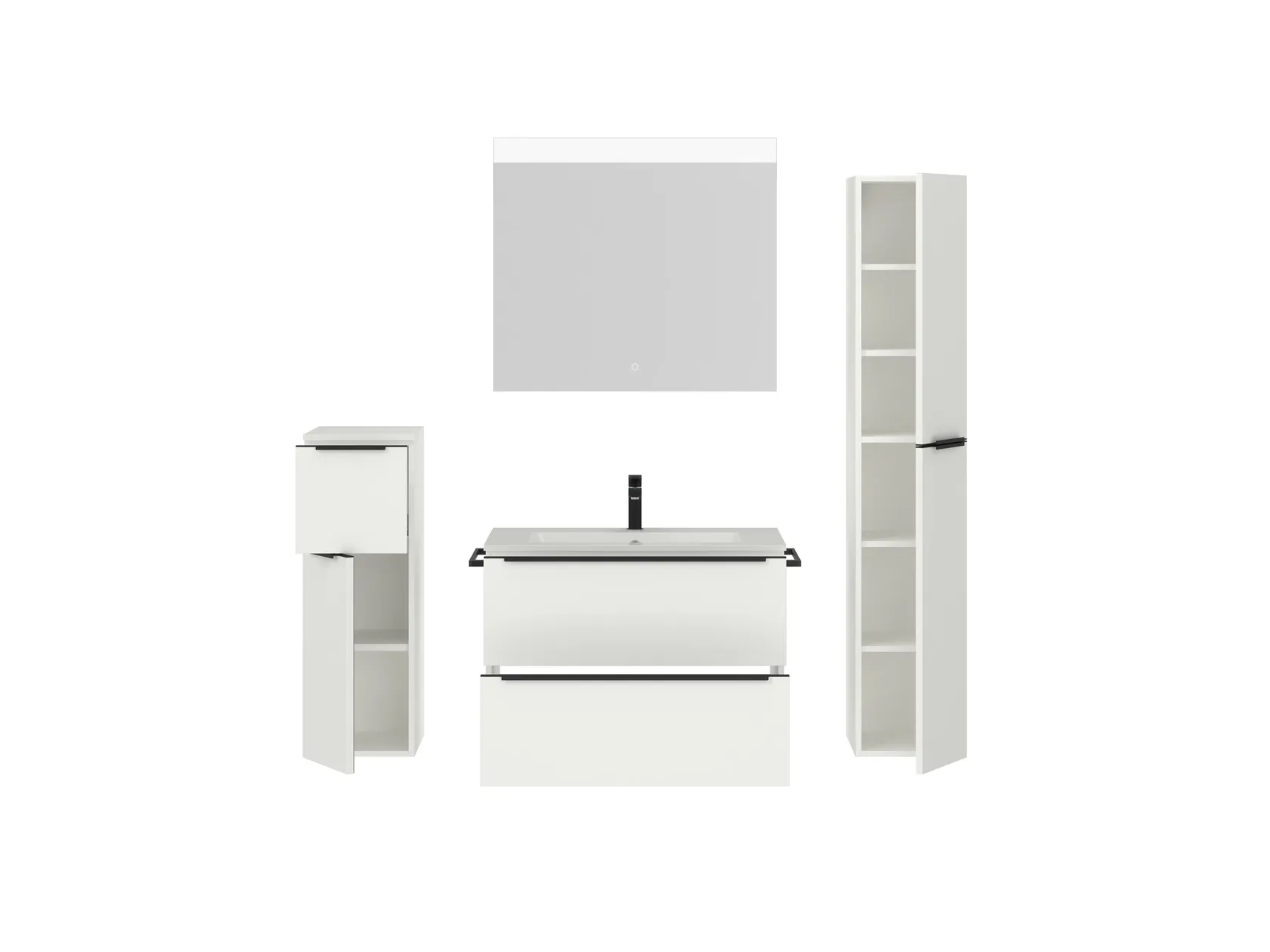 Atlas Ensemble sous vasque avec miroir et colonnes 2