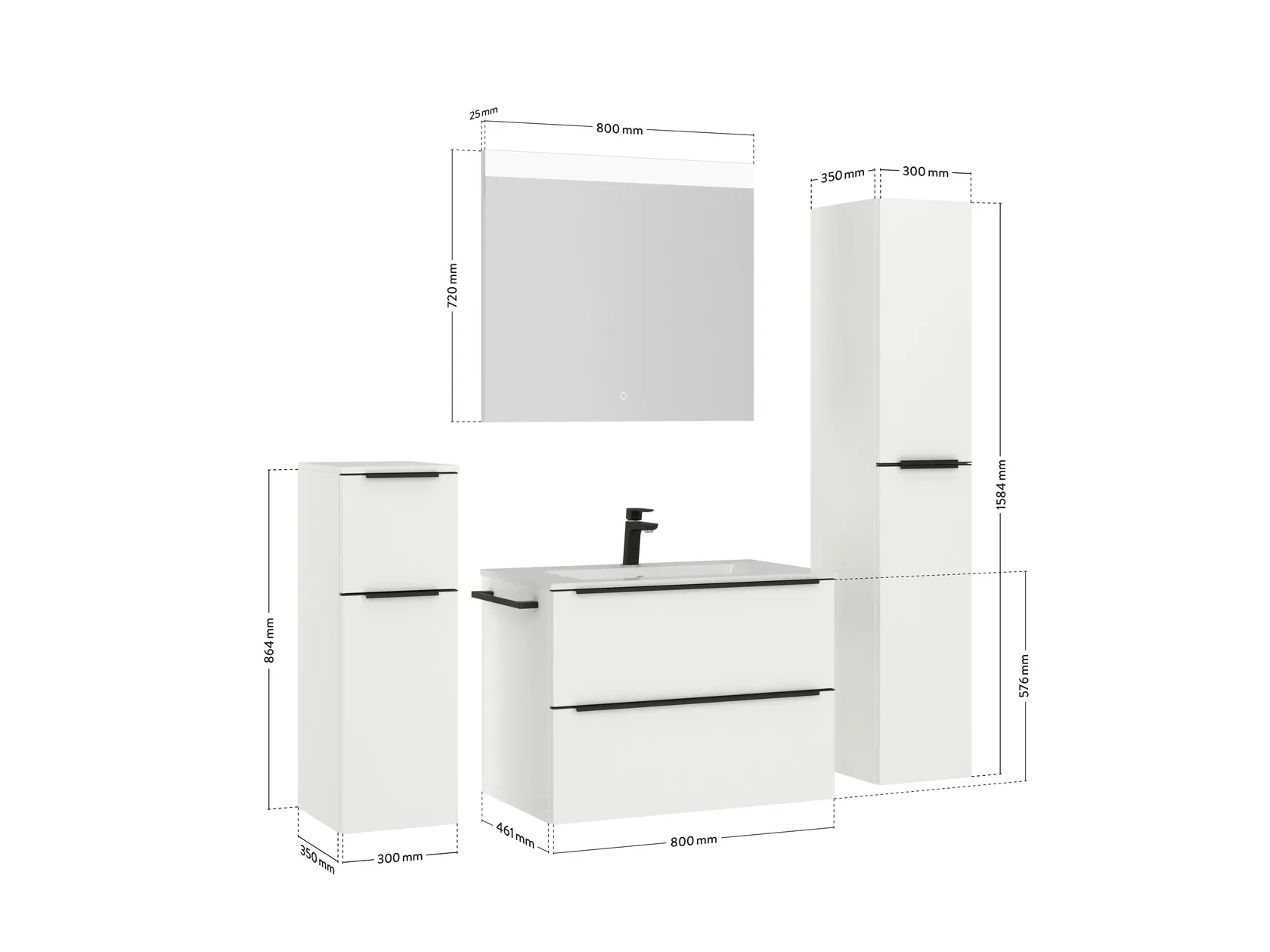 Atlas Ensemble sous vasque avec miroir et colonnes 4