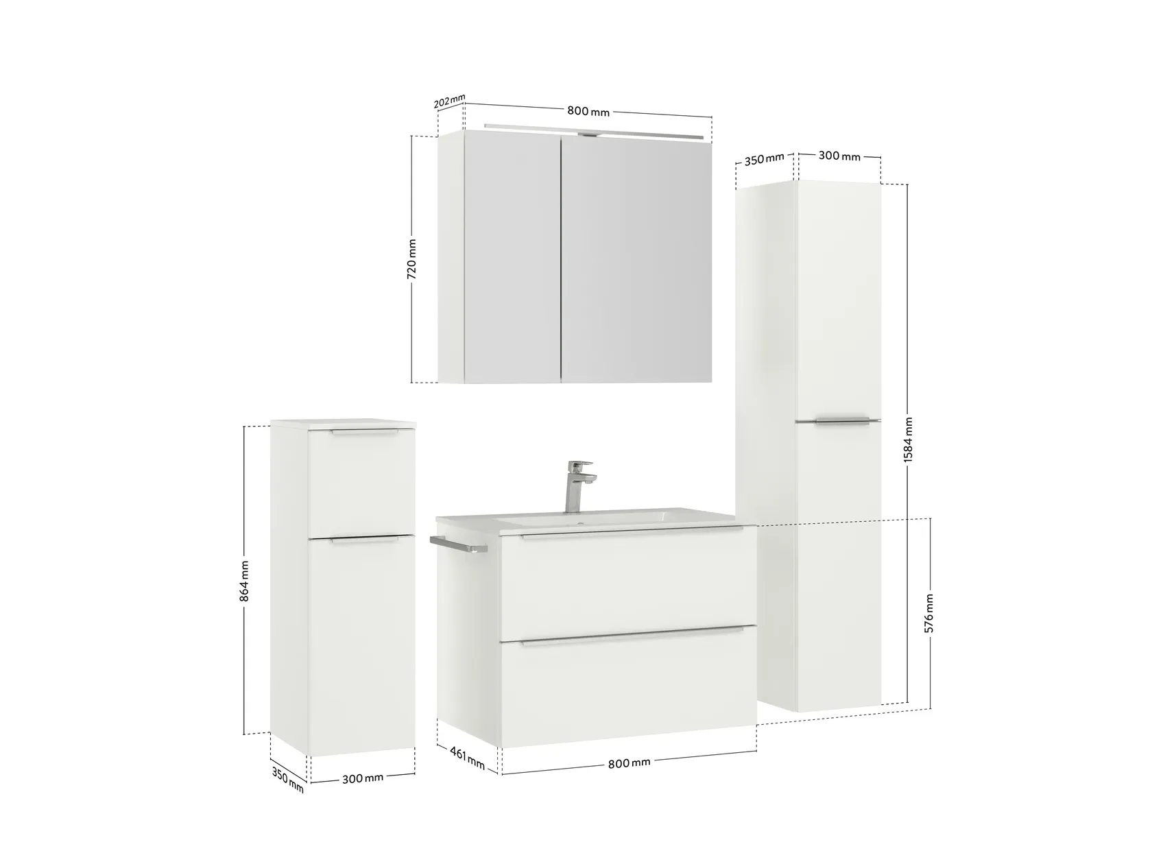 Atlas Ensemble sous vasque avec miroir et colonnes 4