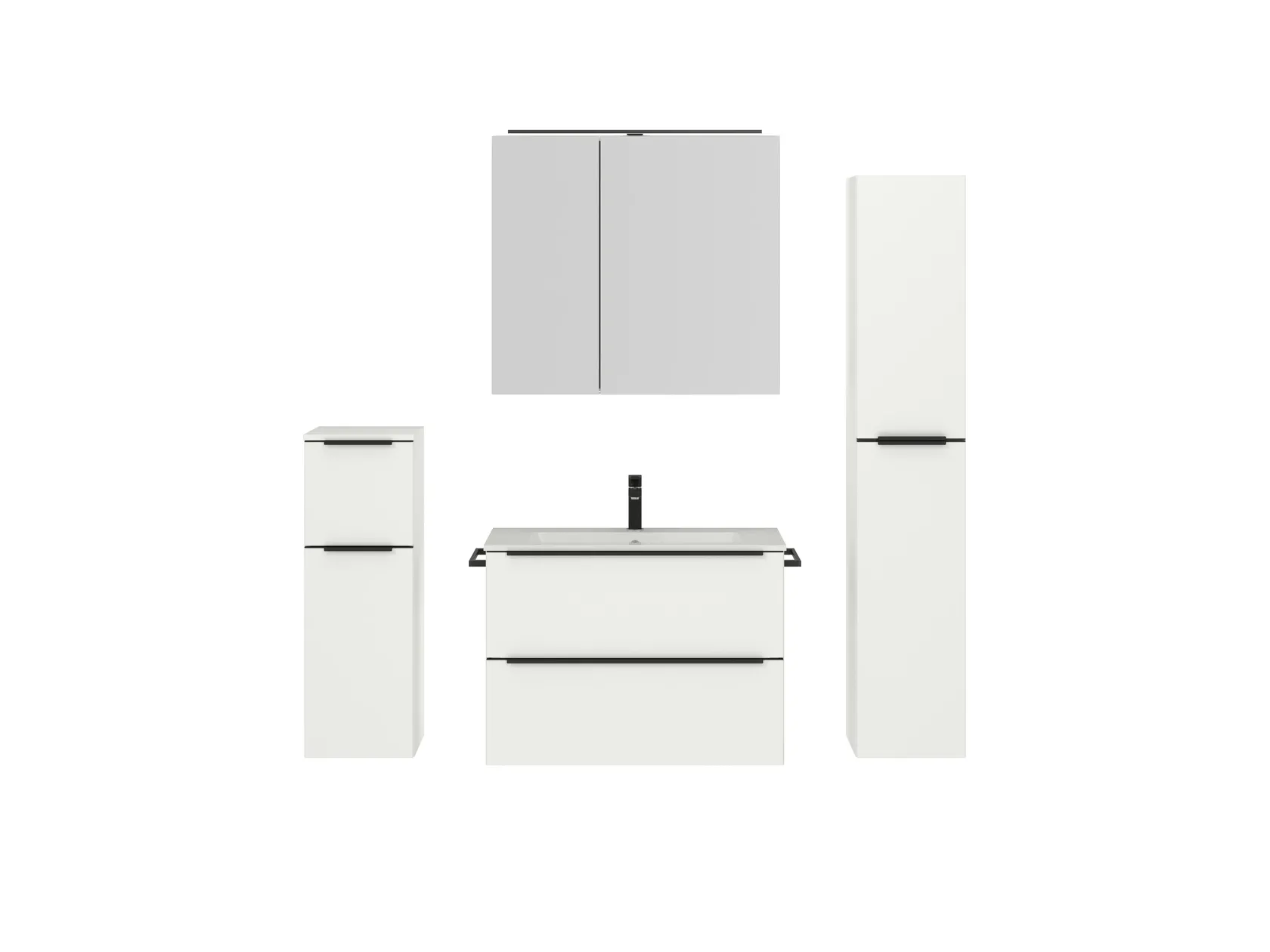 Atlas Ensemble sous vasque avec miroir et colonnes 1