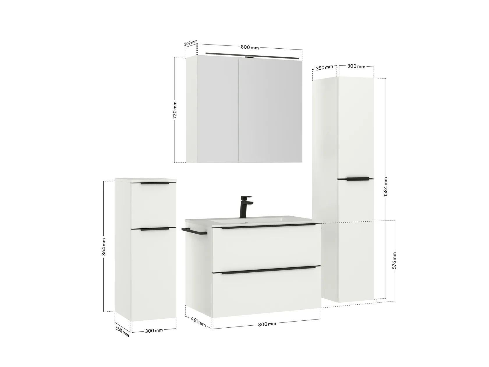 Atlas Ensemble sous vasque avec miroir et colonnes 4