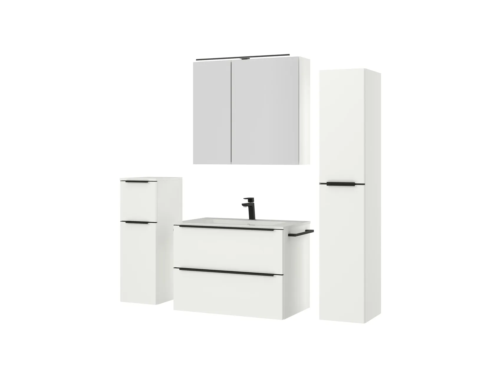 Atlas Ensemble sous vasque avec miroir et colonnes 5