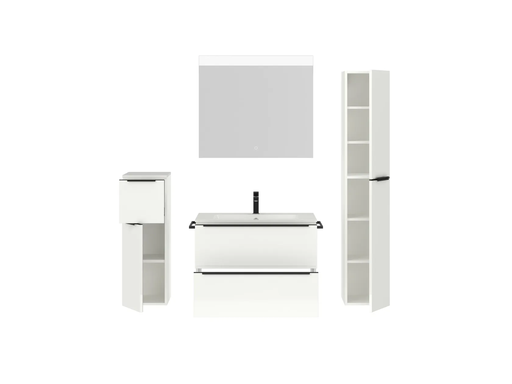 Atlas Ensemble sous vasque avec miroir et colonnes 2