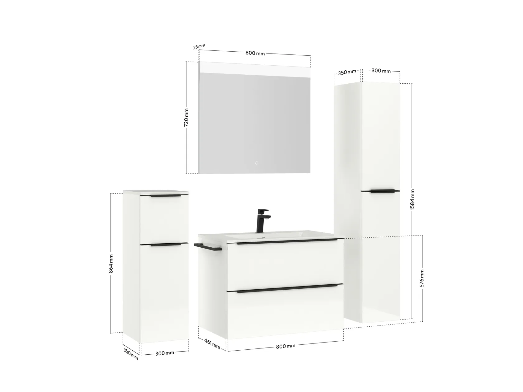 Atlas Ensemble sous vasque avec miroir et colonnes 4