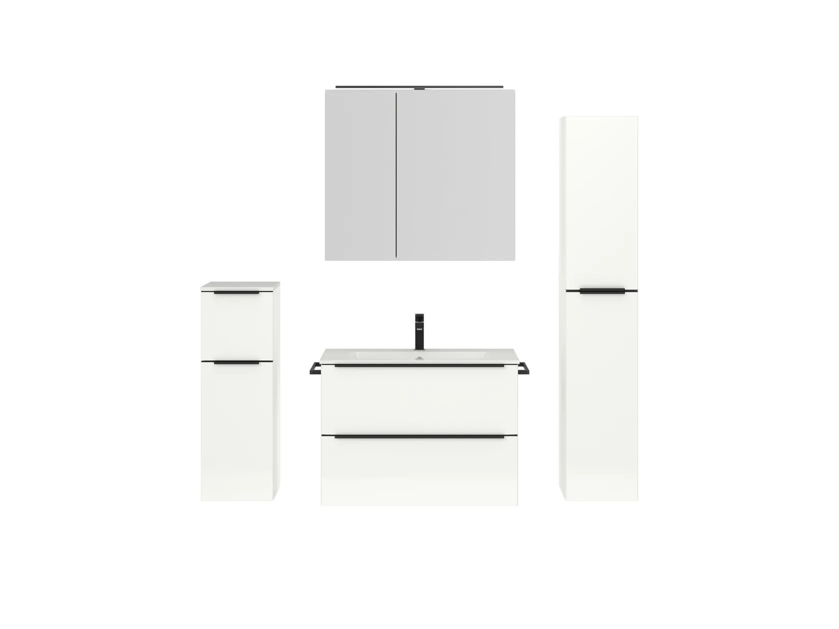 Atlas Ensemble sous vasque avec miroir et colonnes 1