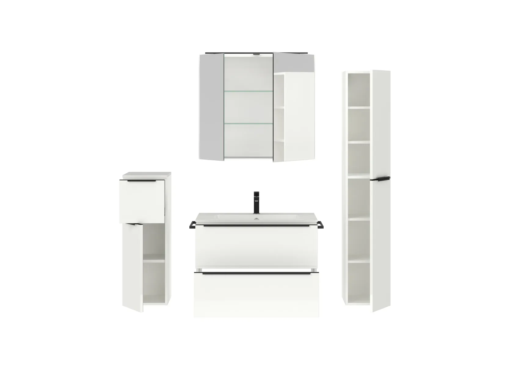 Atlas Ensemble sous vasque avec miroir et colonnes 2