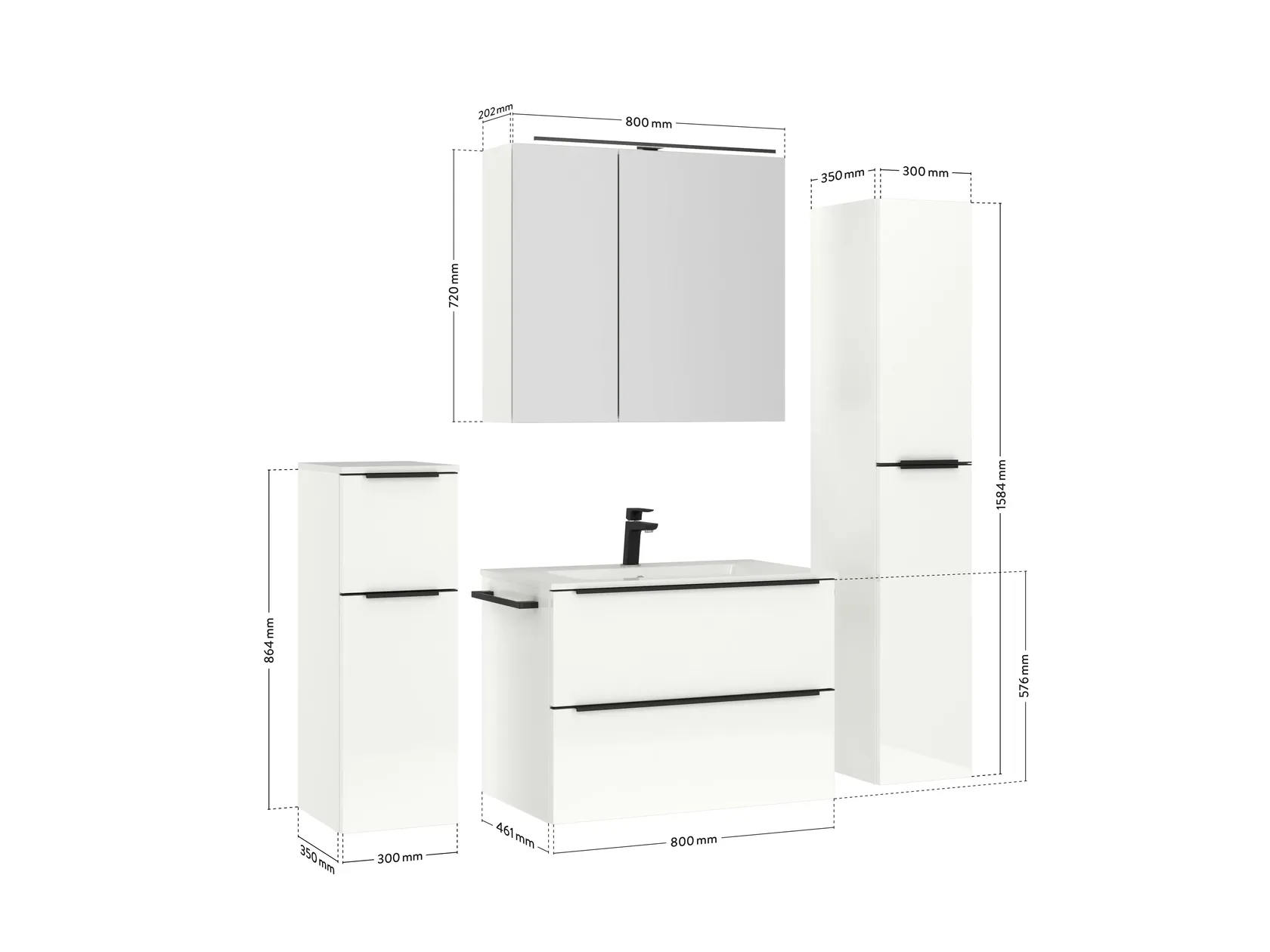 Atlas Ensemble sous vasque avec miroir et colonnes 4