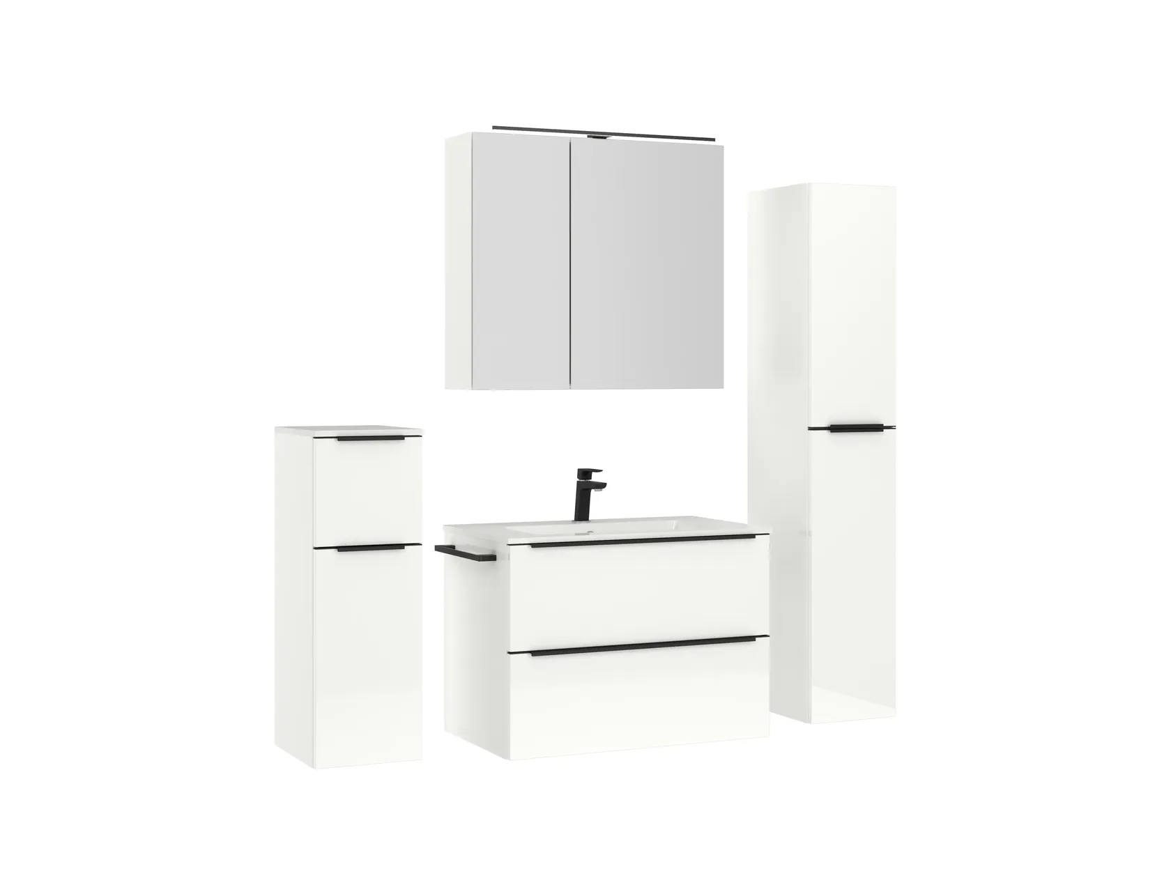 Atlas Ensemble sous vasque avec miroir et colonnes 3