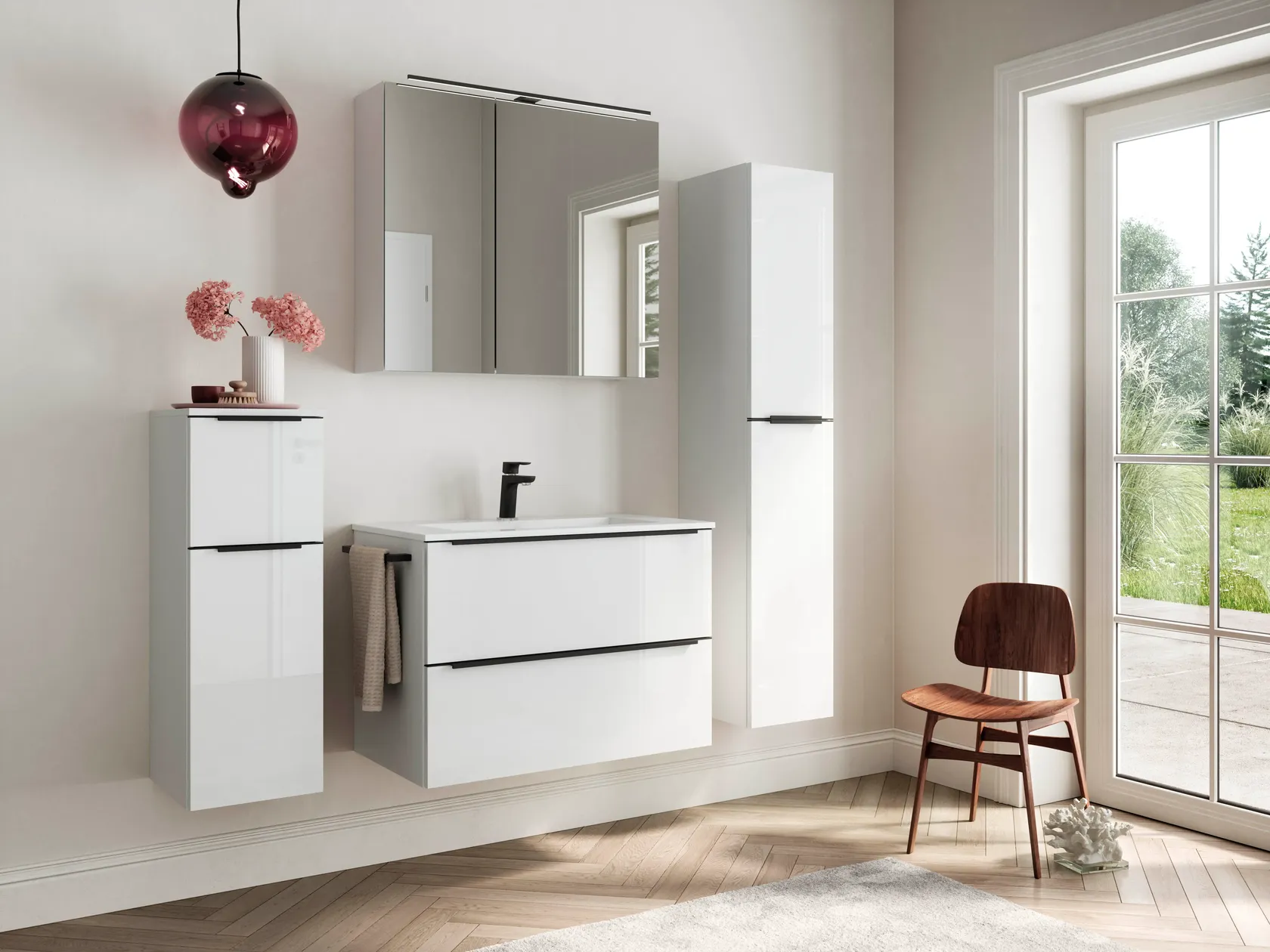 Atlas Ensemble sous vasque avec miroir et colonnes 0