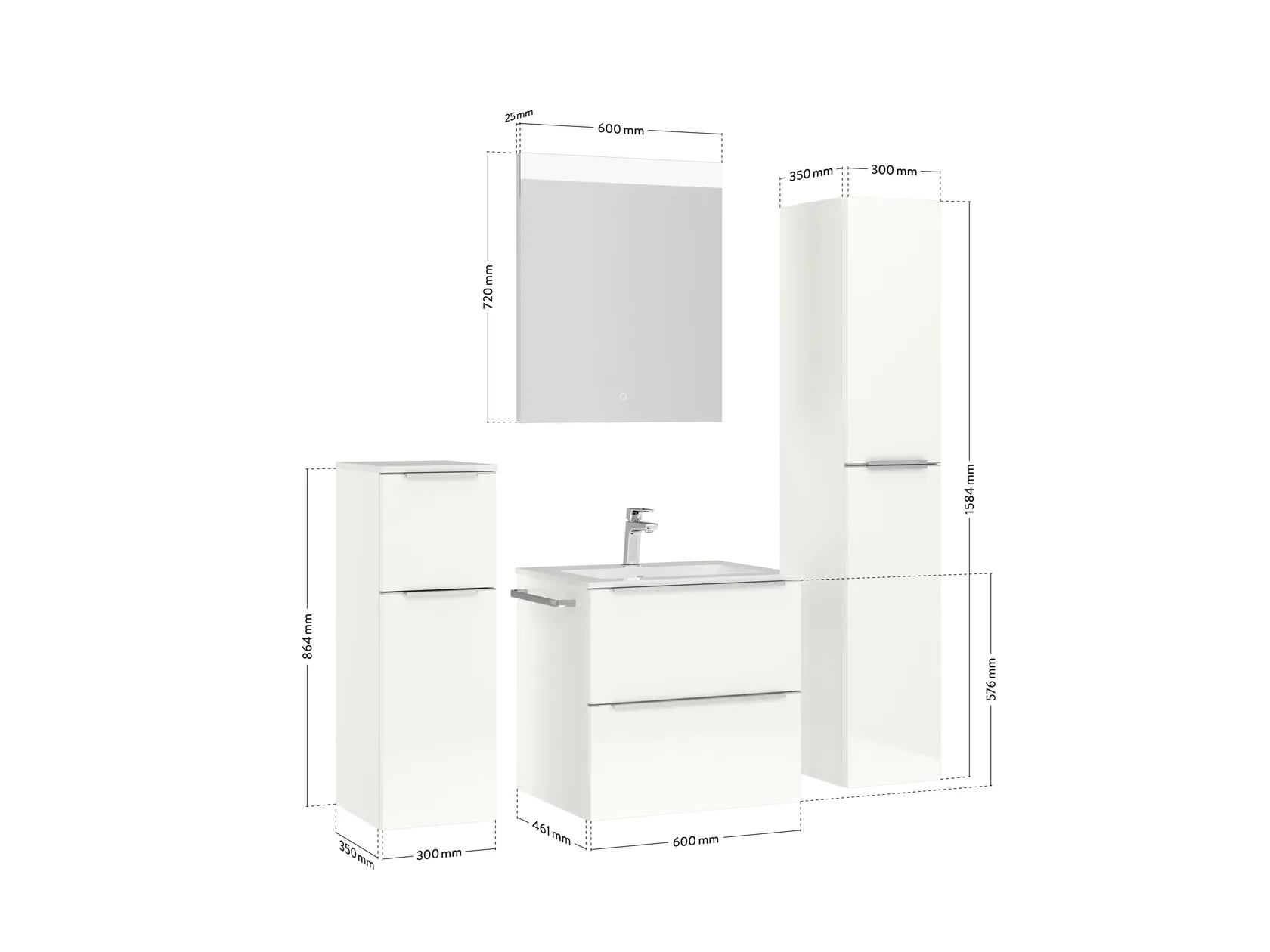 Atlas Ensemble sous vasque avec miroir et colonnes 4