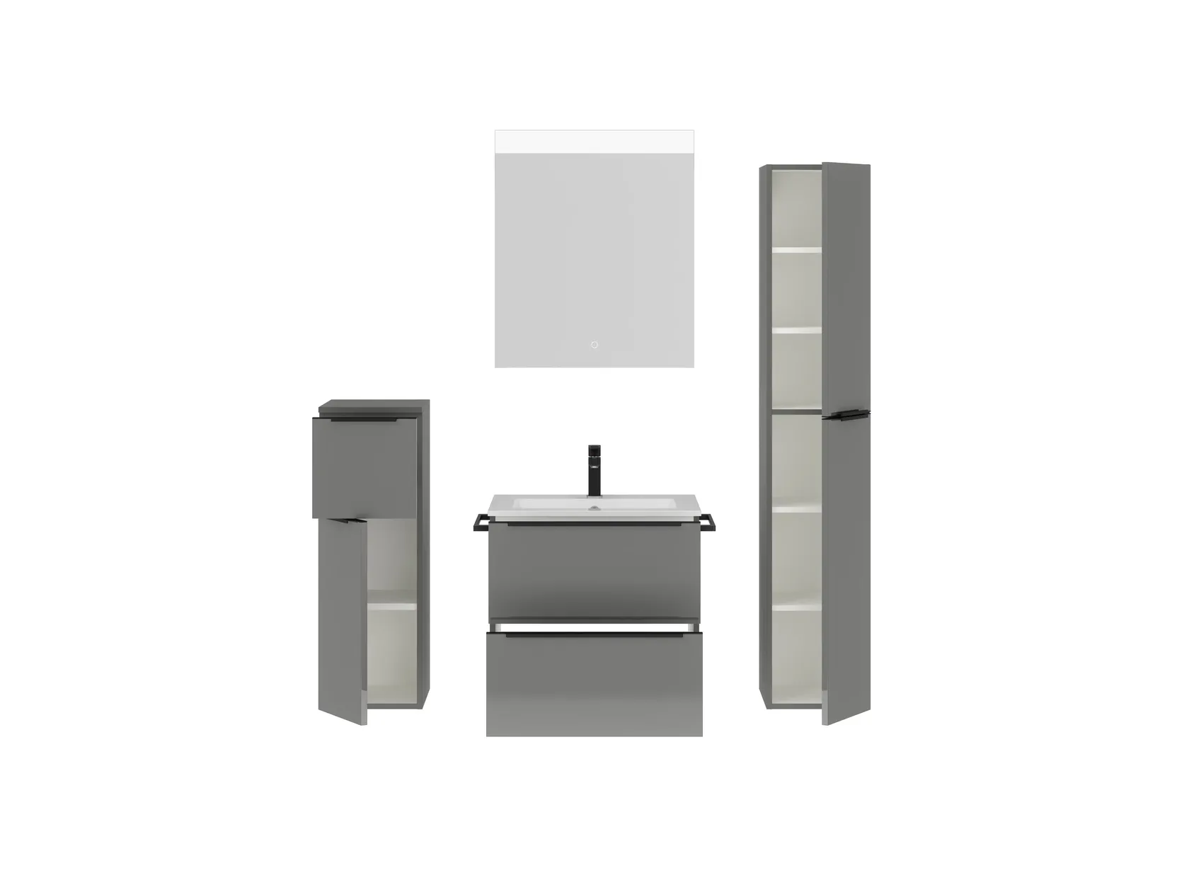 Atlas Ensemble sous vasque avec miroir et colonnes 2