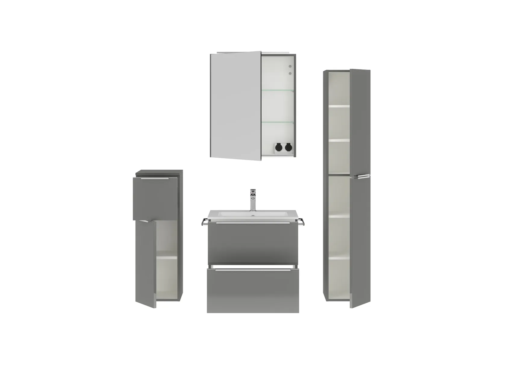 Atlas Ensemble sous vasque avec miroir et colonnes 2