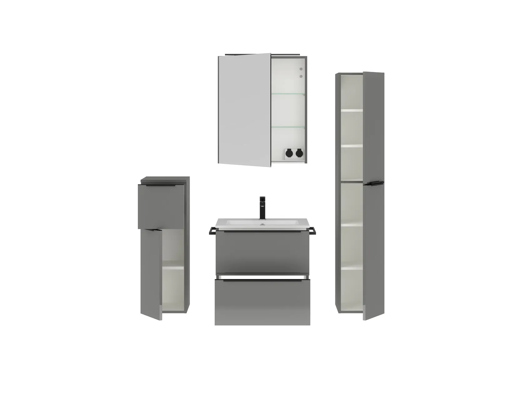 Atlas Ensemble sous vasque avec miroir et colonnes 2