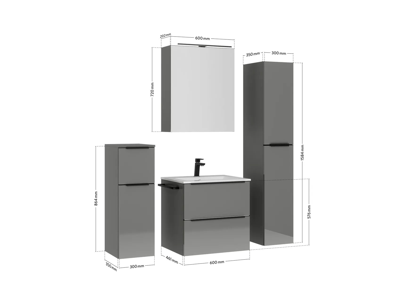 Atlas Ensemble sous vasque avec miroir et colonnes 4