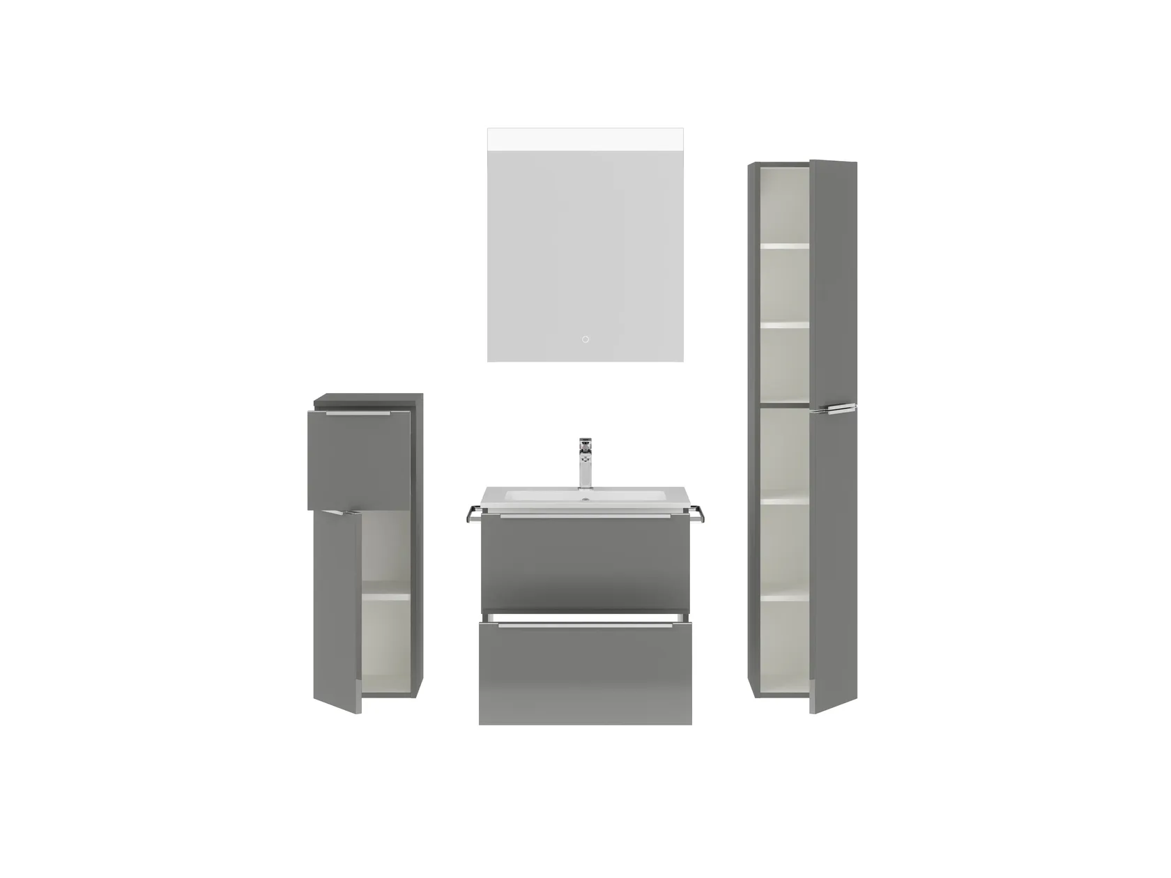 Atlas Ensemble sous vasque avec miroir et colonnes 2