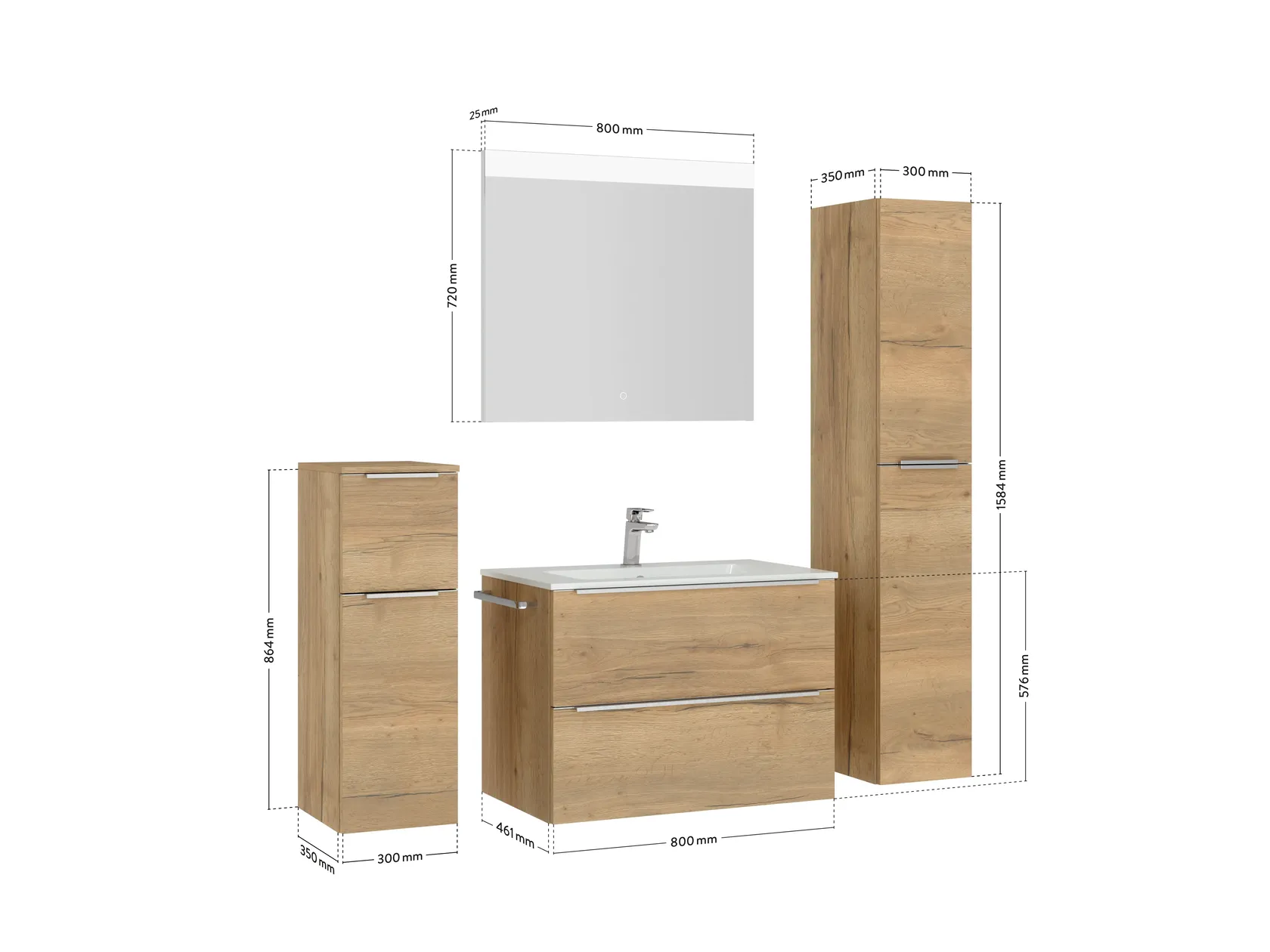 Atlas Ensemble sous vasque avec miroir et colonnes 4