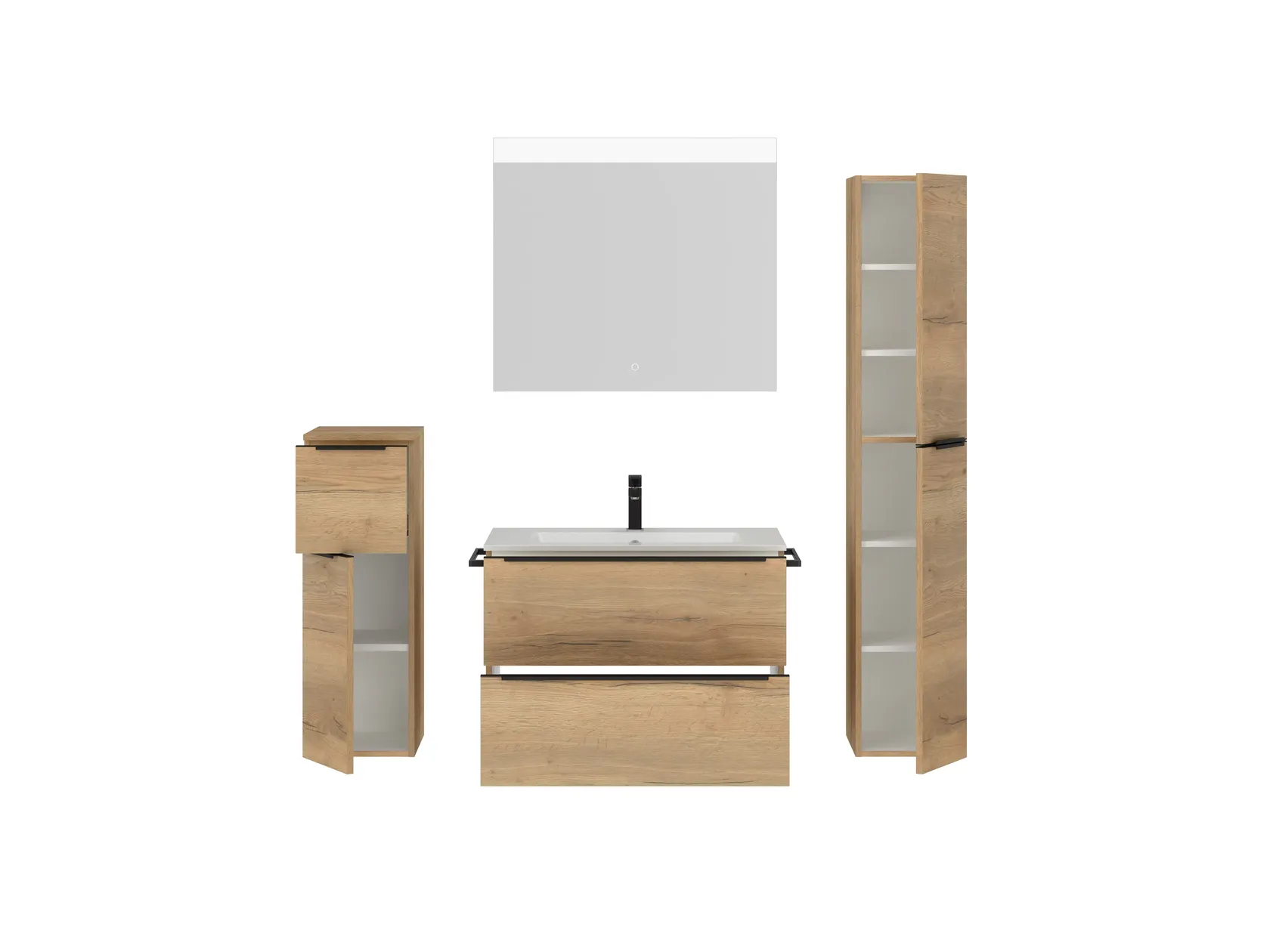 Atlas Ensemble sous vasque avec miroir et colonnes 2