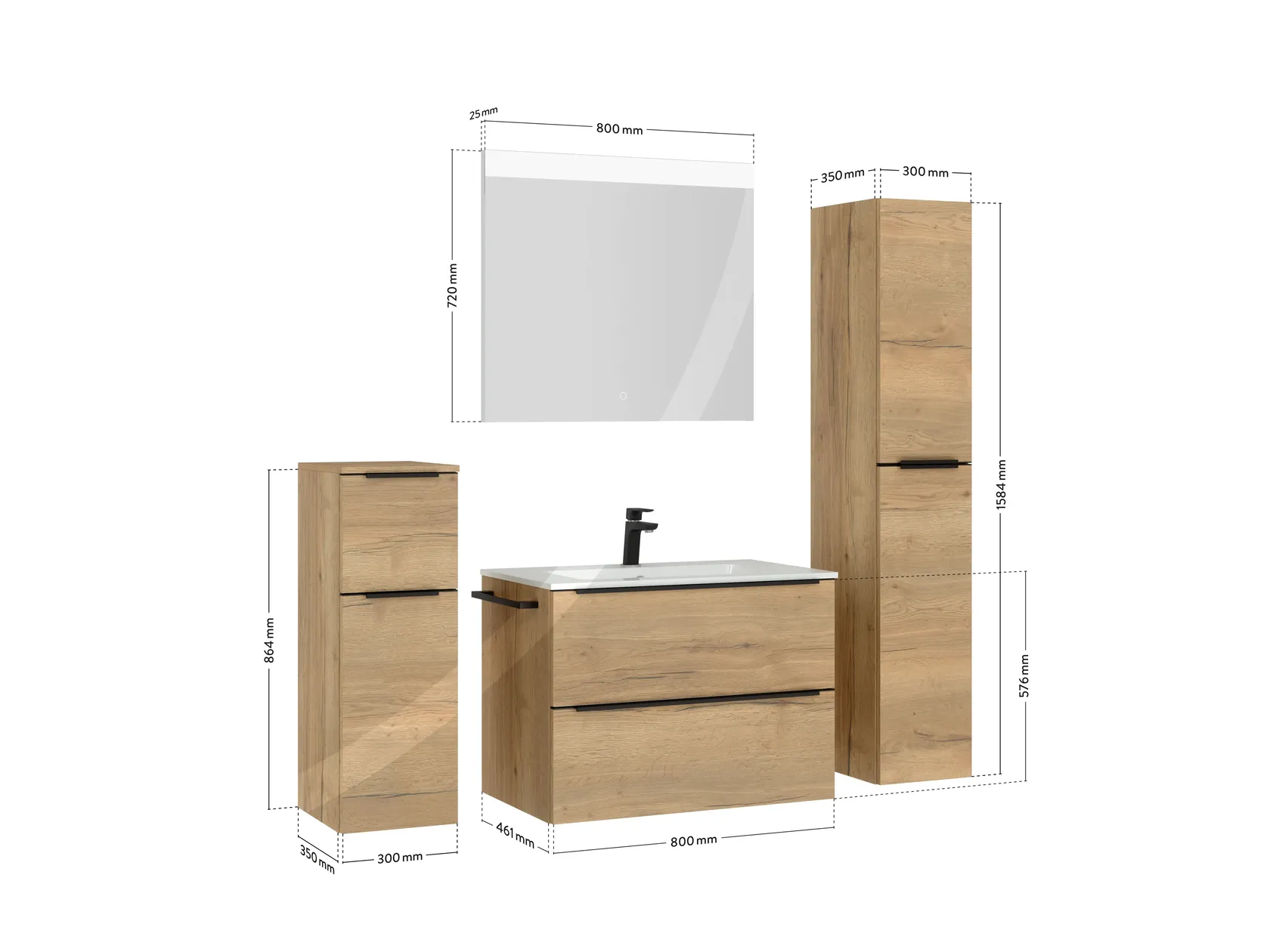 Atlas Ensemble sous vasque avec miroir et colonnes 4