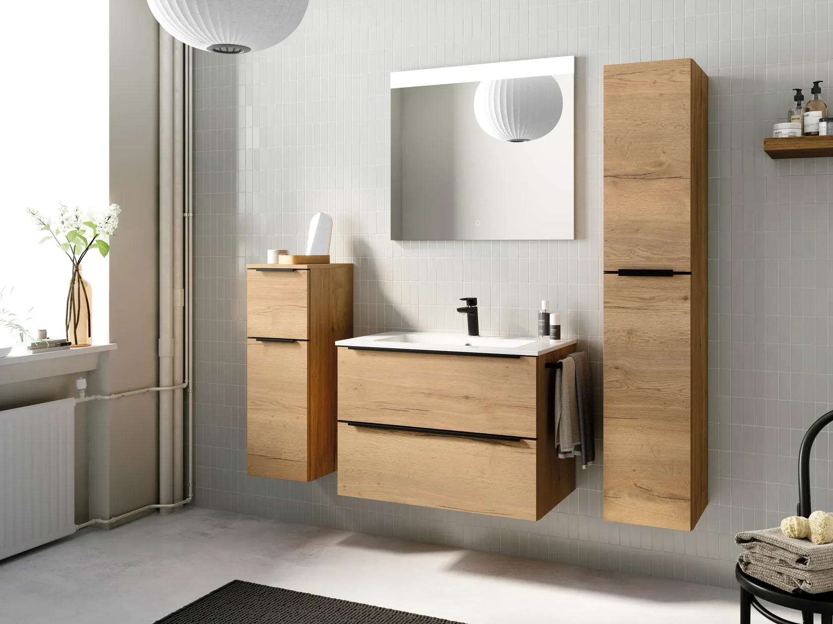 Atlas Ensemble sous vasque avec miroir et colonnes 0