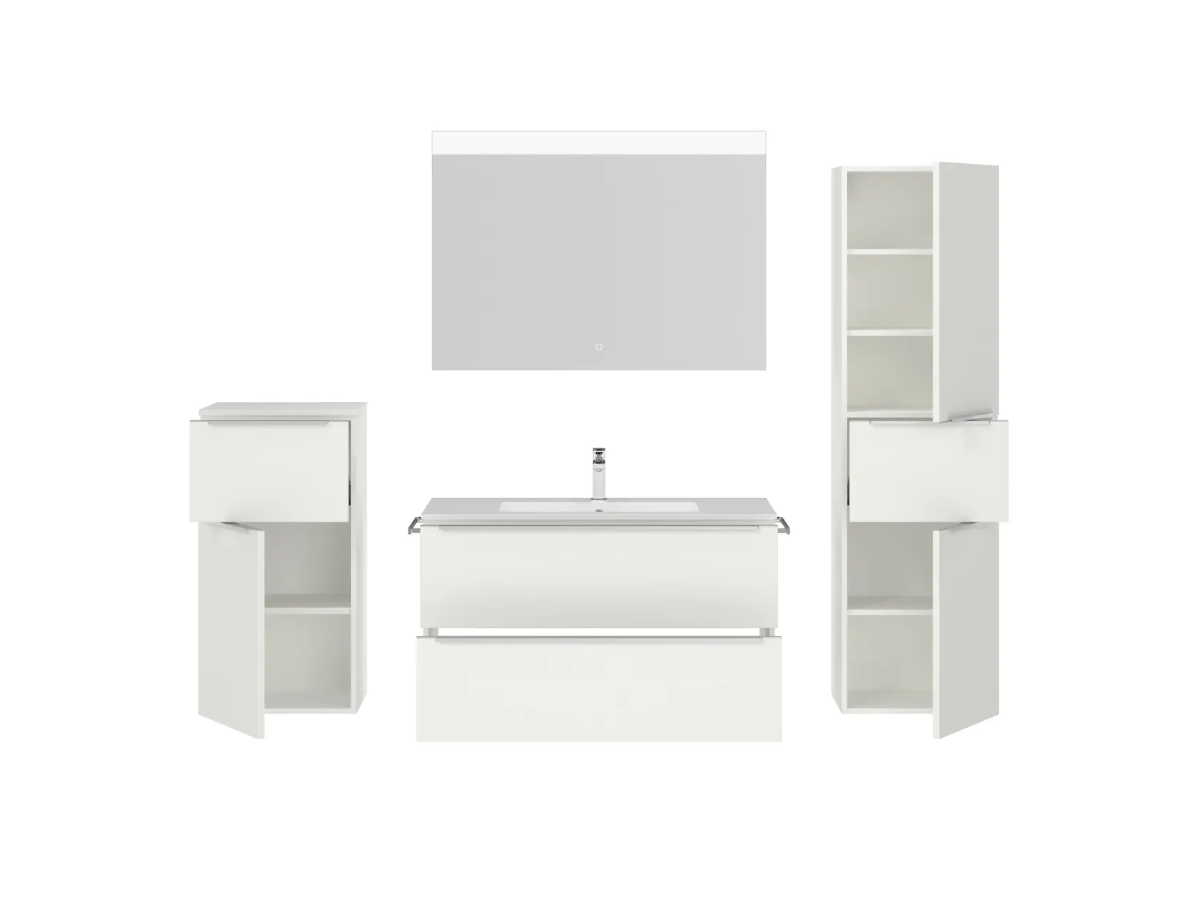 Atlas Ensemble sous vasque avec miroir et colonnes 2