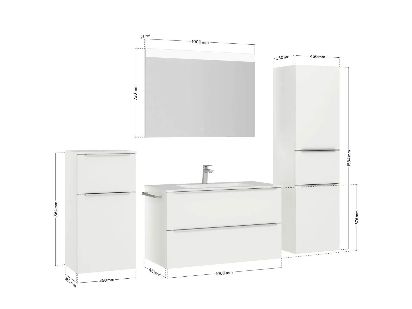 Atlas Ensemble sous vasque avec miroir et colonnes 4