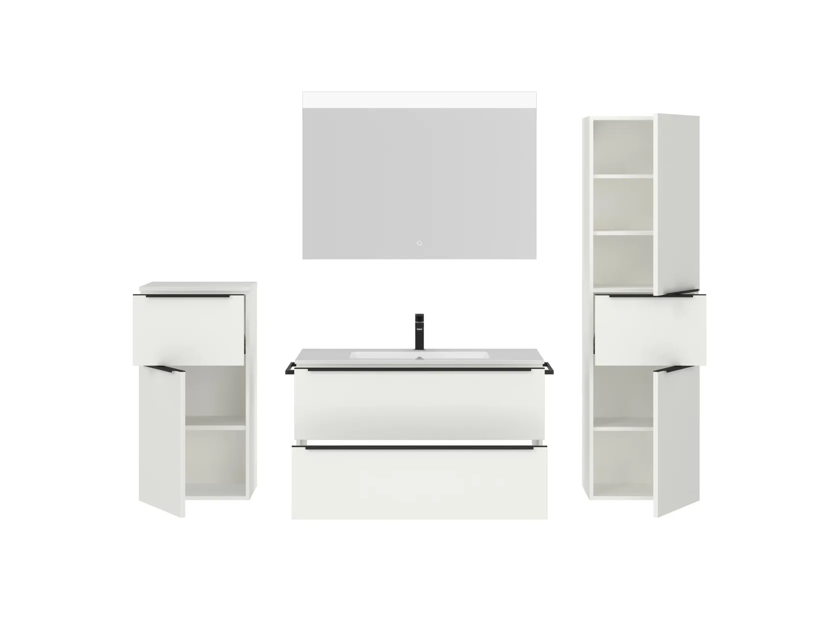 Atlas Ensemble sous vasque avec miroir et colonnes 2