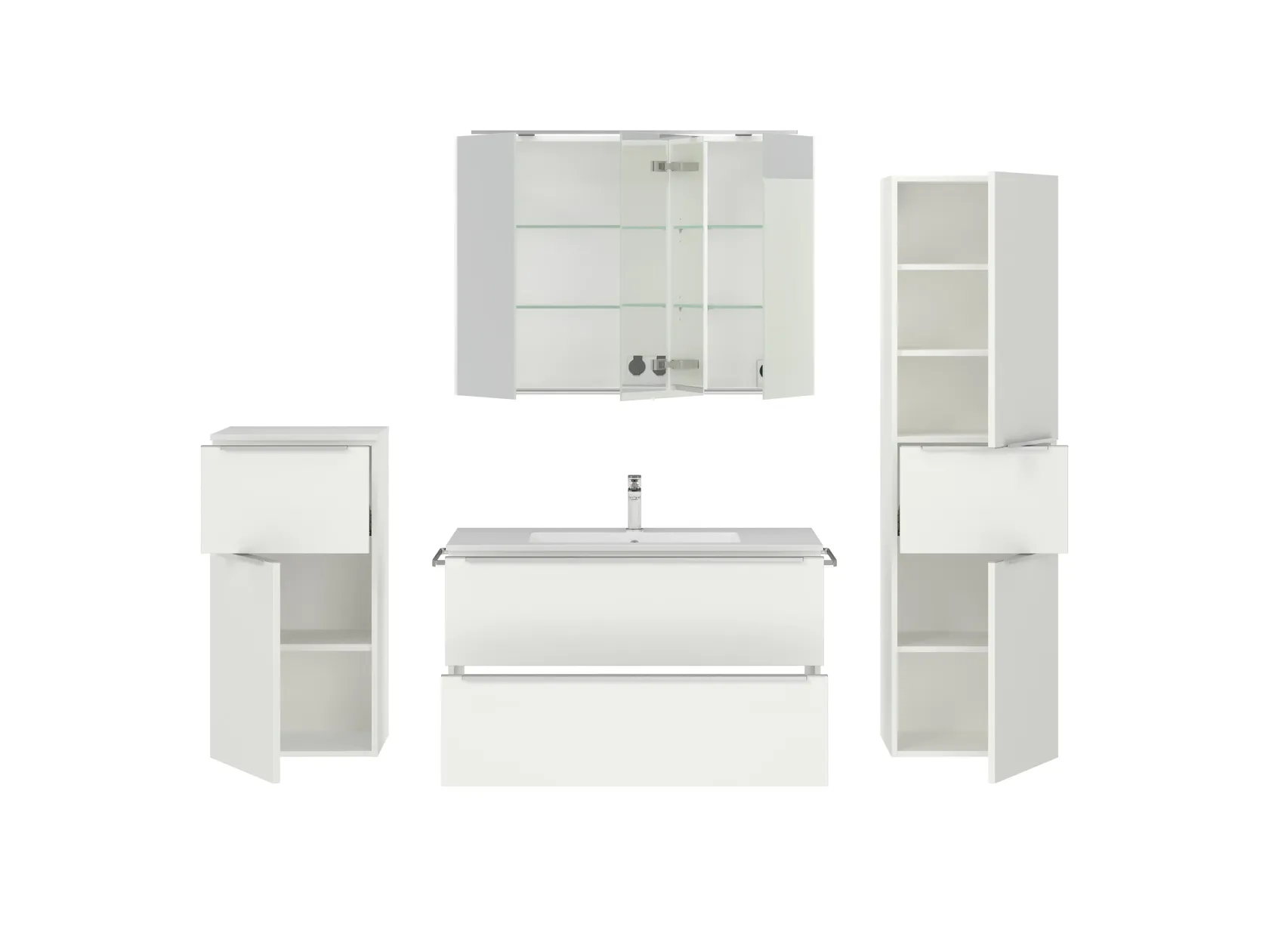 Atlas Ensemble sous vasque avec miroir et colonnes 2