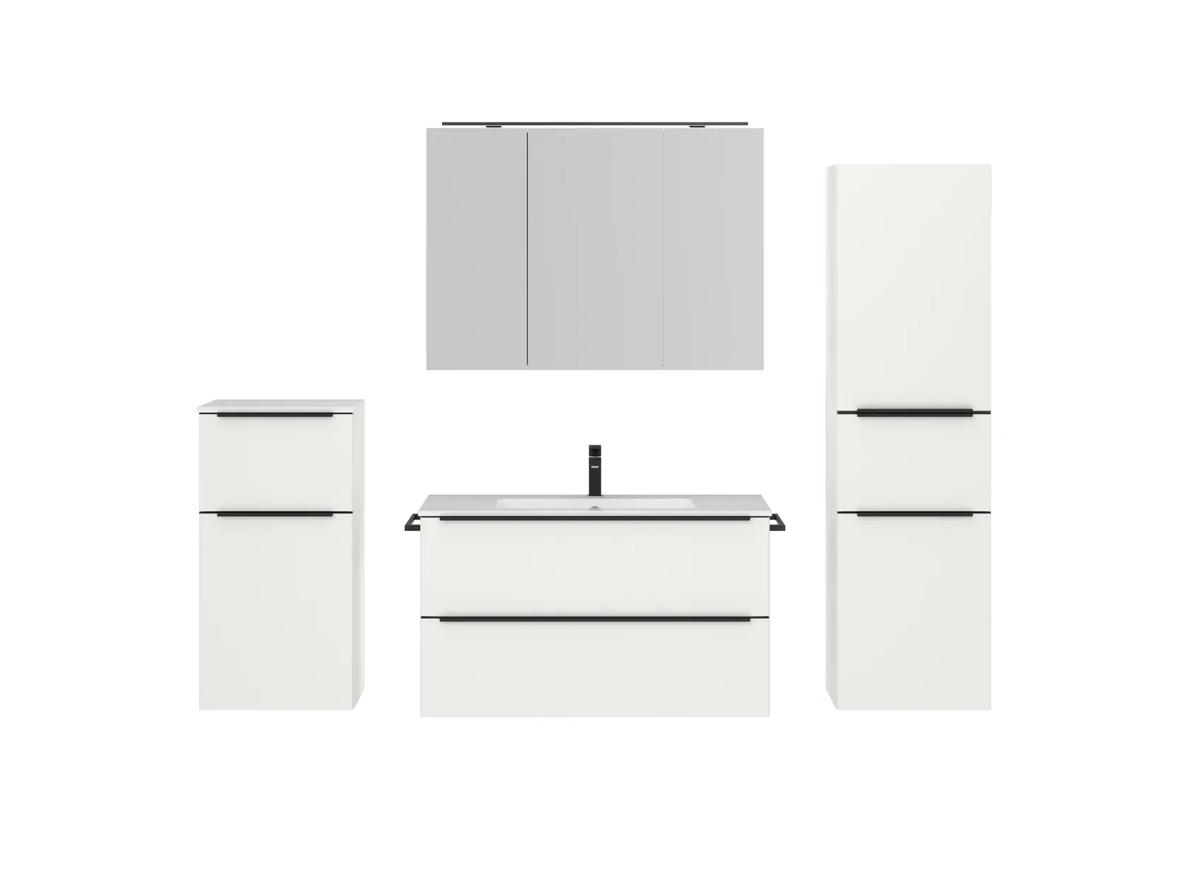 Atlas Ensemble sous vasque avec miroir et colonnes 1