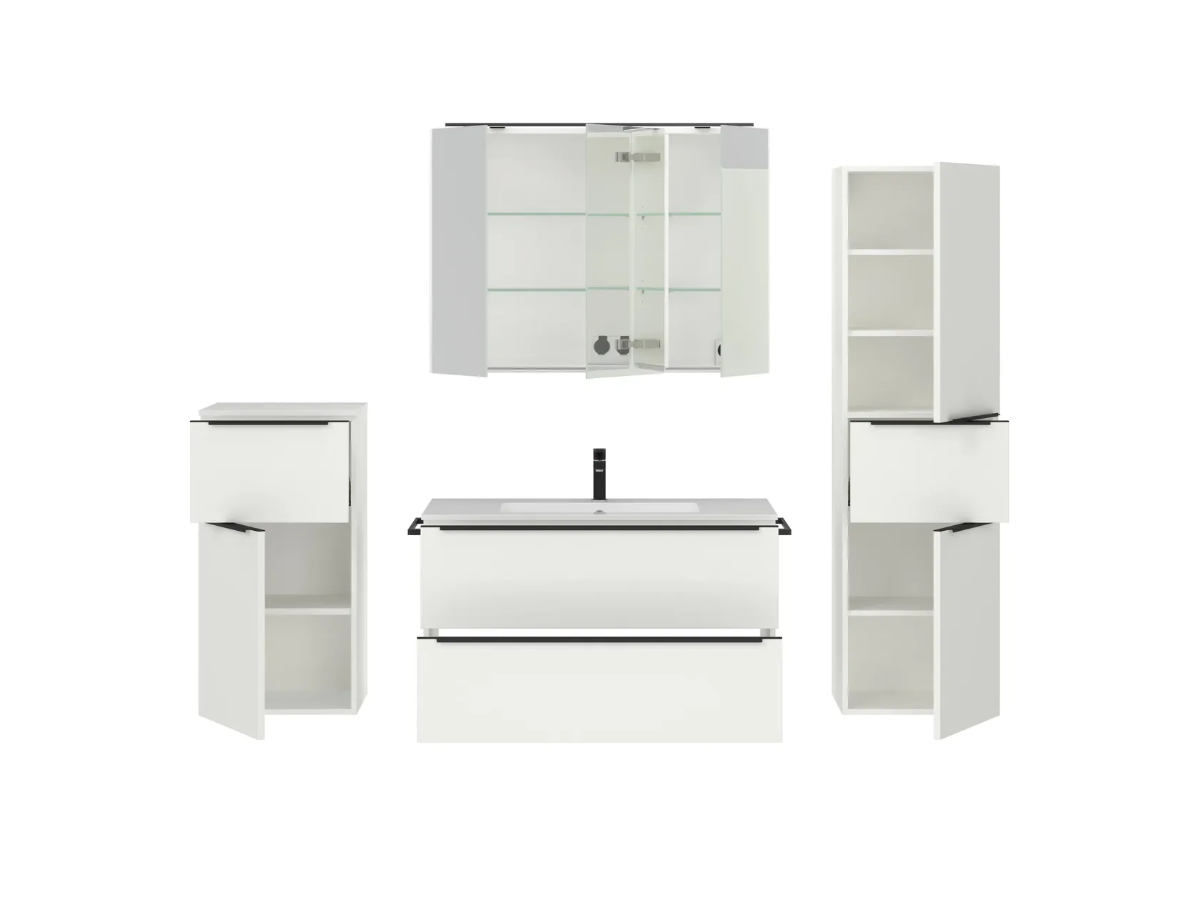 Atlas Ensemble sous vasque avec miroir et colonnes 2