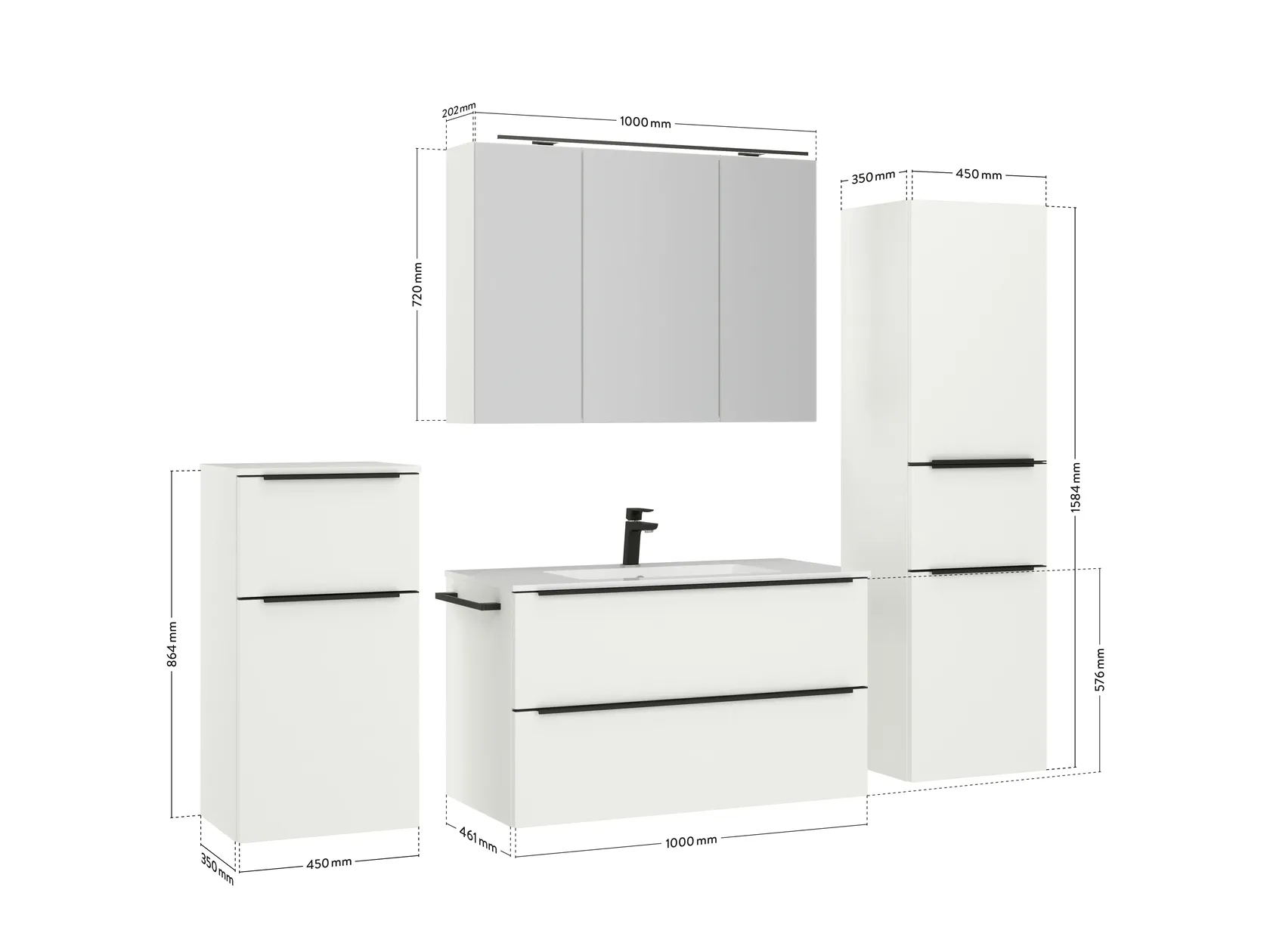 Atlas Ensemble sous vasque avec miroir et colonnes 4