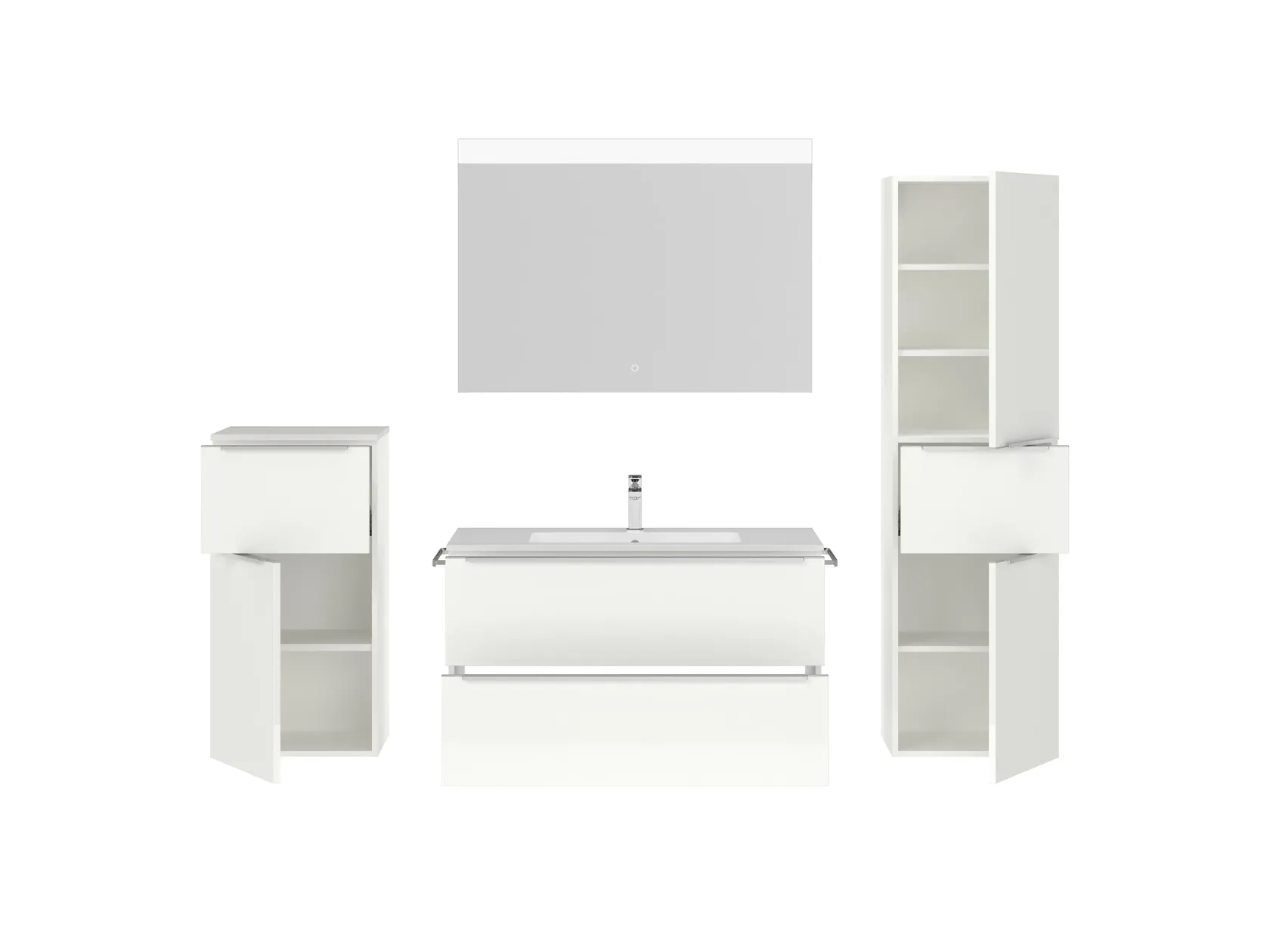 Atlas Ensemble sous vasque avec miroir et colonnes 2