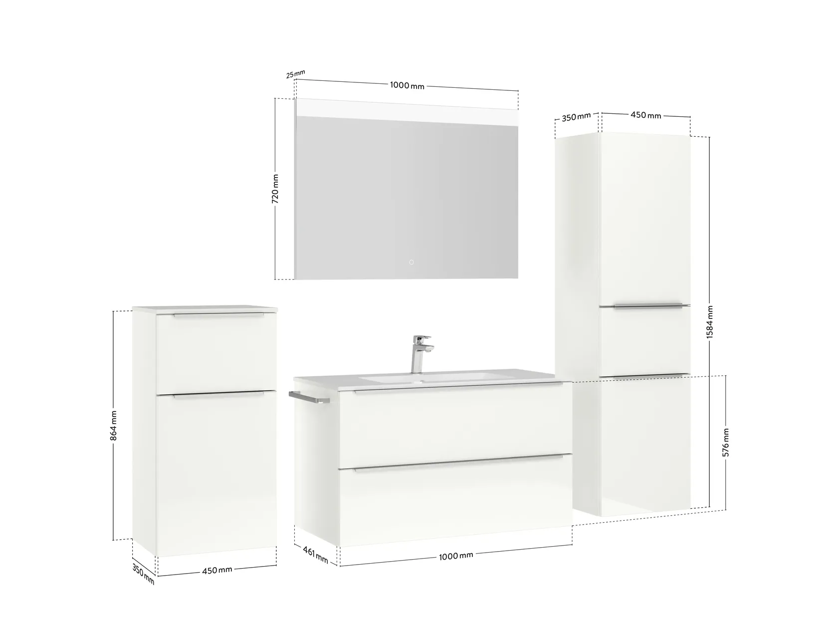 Atlas Ensemble sous vasque avec miroir et colonnes 4